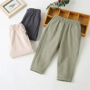 Girls Casual Elastic Waist Solid Trousers Wholesale
