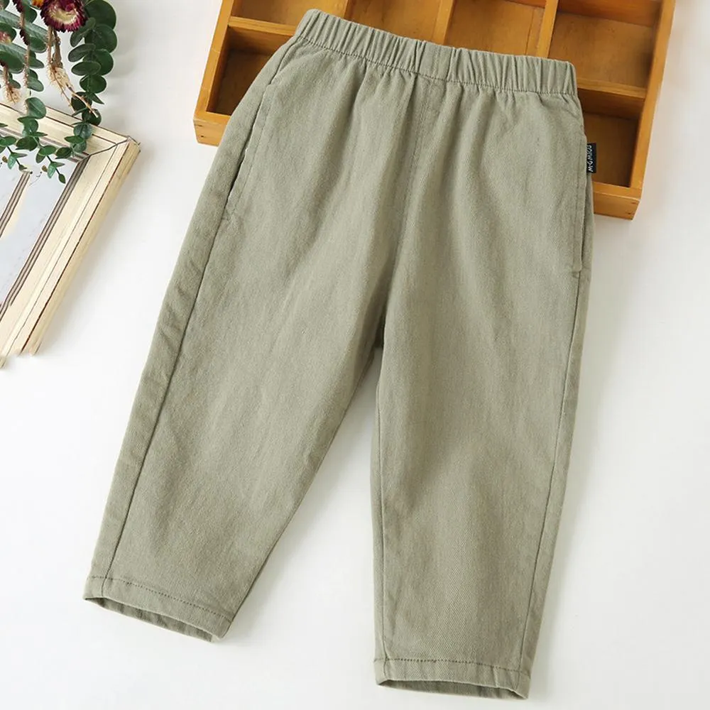 Girls Casual Elastic Waist Solid Trousers Wholesale