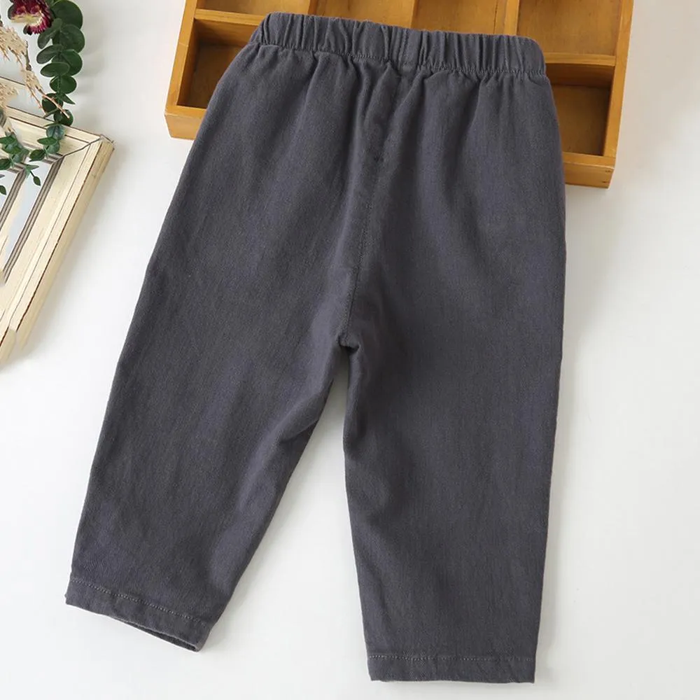 Girls Casual Elastic Waist Solid Trousers Wholesale