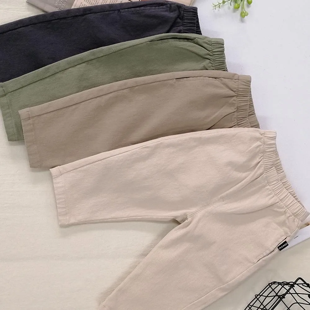 Girls Casual Elastic Waist Solid Trousers Wholesale