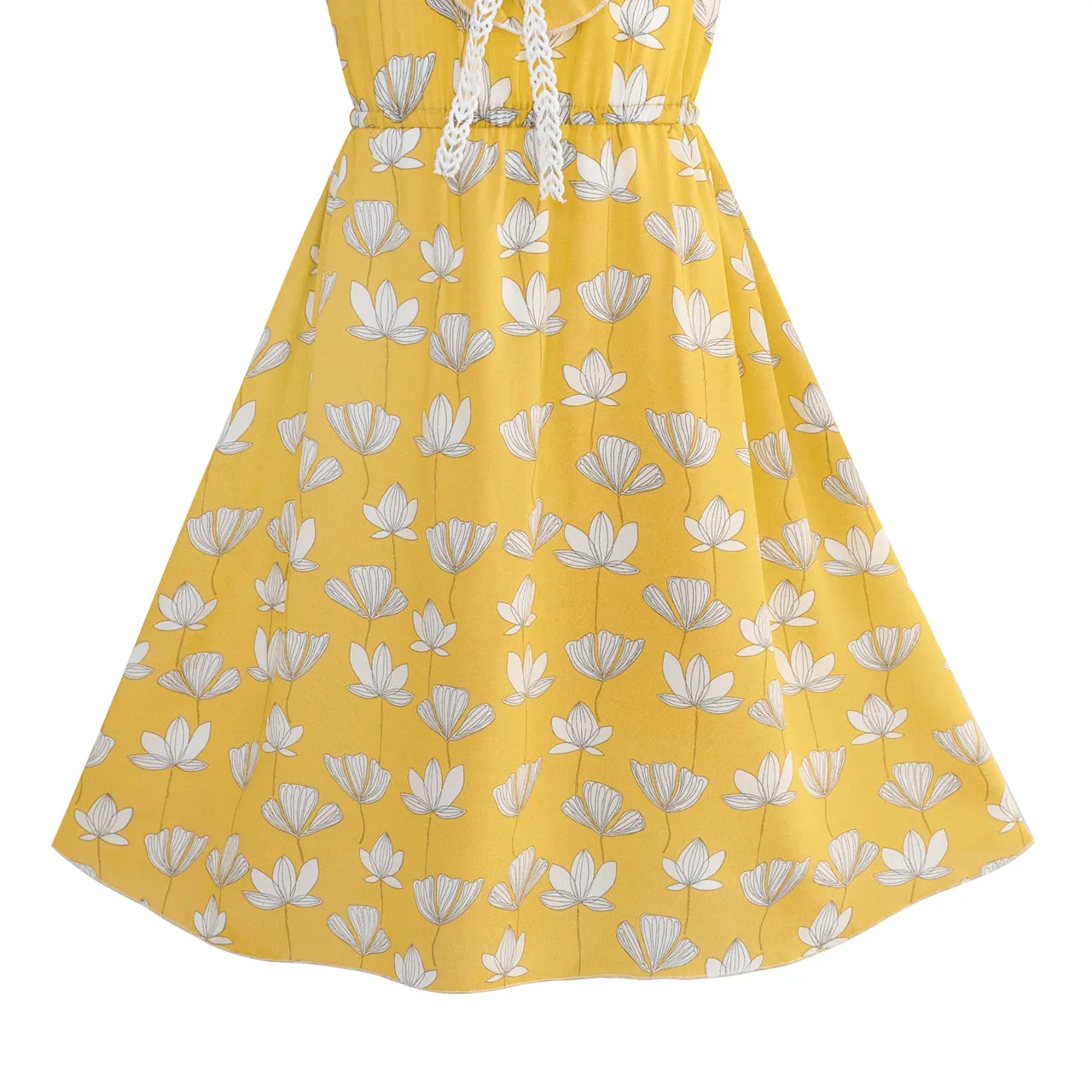 Girls Dress Chiffon Bell Sleeve Floral Elegant Dress Size 5-14 Years