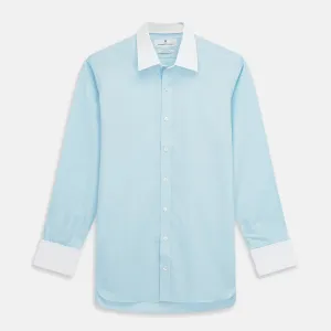 Green Micro-Check Regular Fit Shirt with White T&A Collar and Double Cuffs