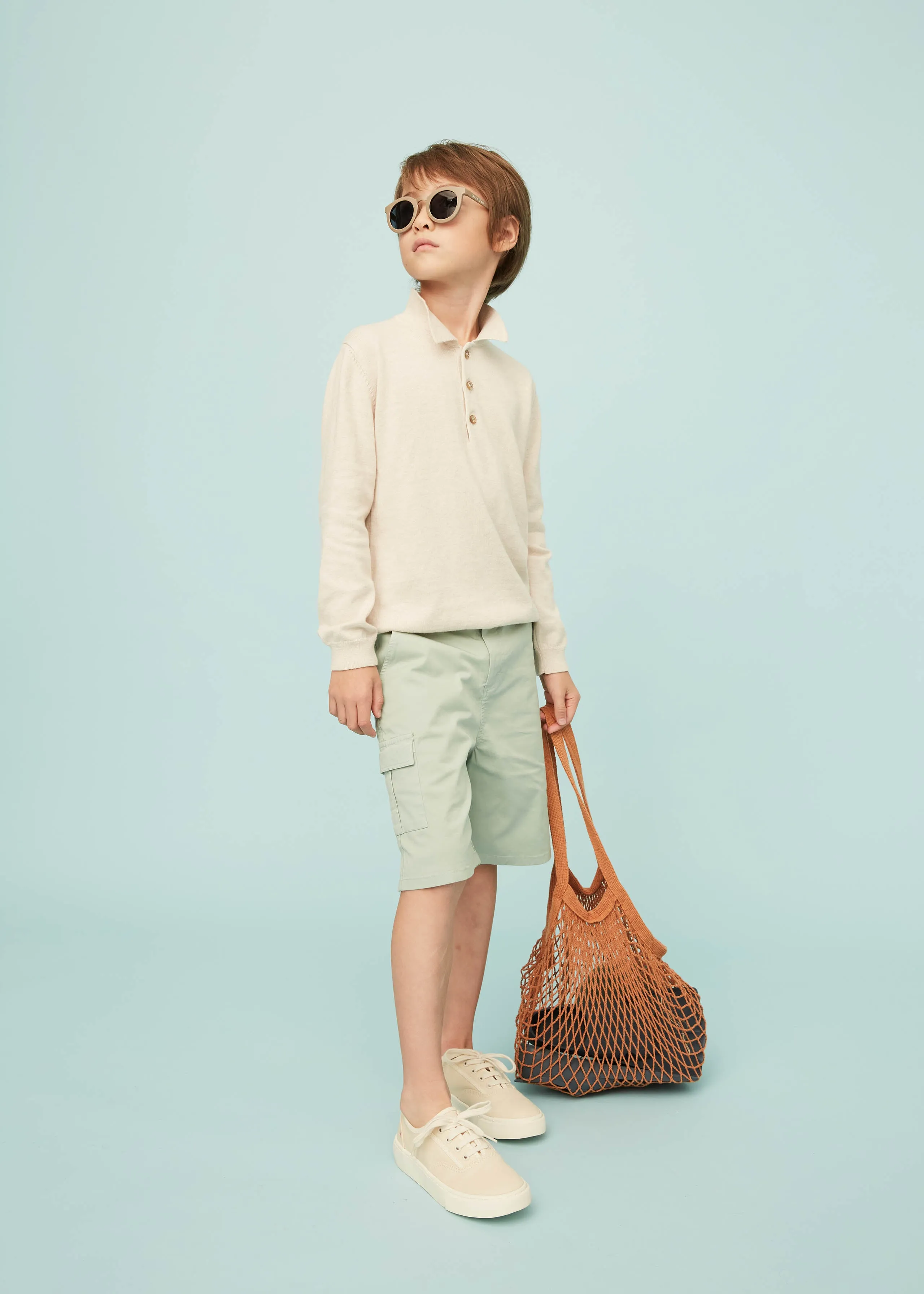 Grey Green Cargo Shorts