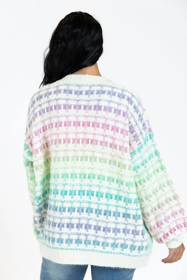 Have It All Cream Multi Color Waffle Cardigan FINAL SALE
