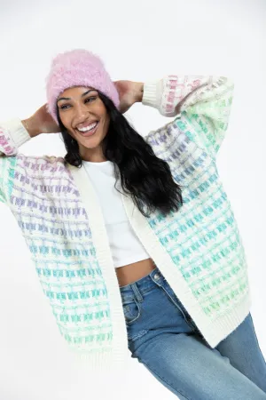 Have It All Cream Multi Color Waffle Cardigan FINAL SALE