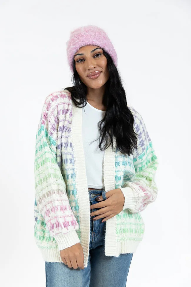 Have It All Cream Multi Color Waffle Cardigan FINAL SALE