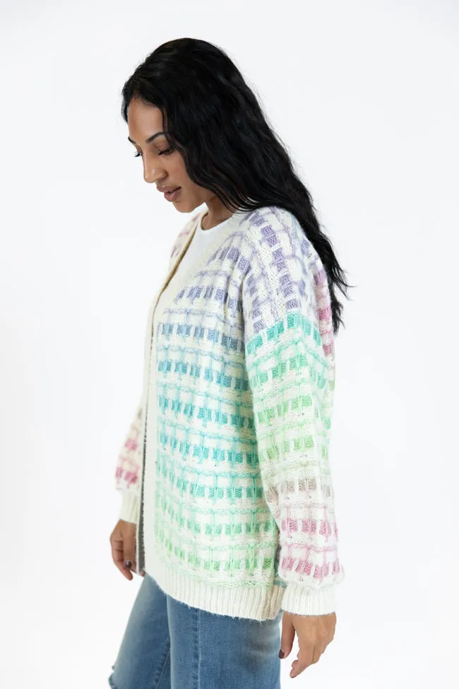 Have It All Cream Multi Color Waffle Cardigan FINAL SALE