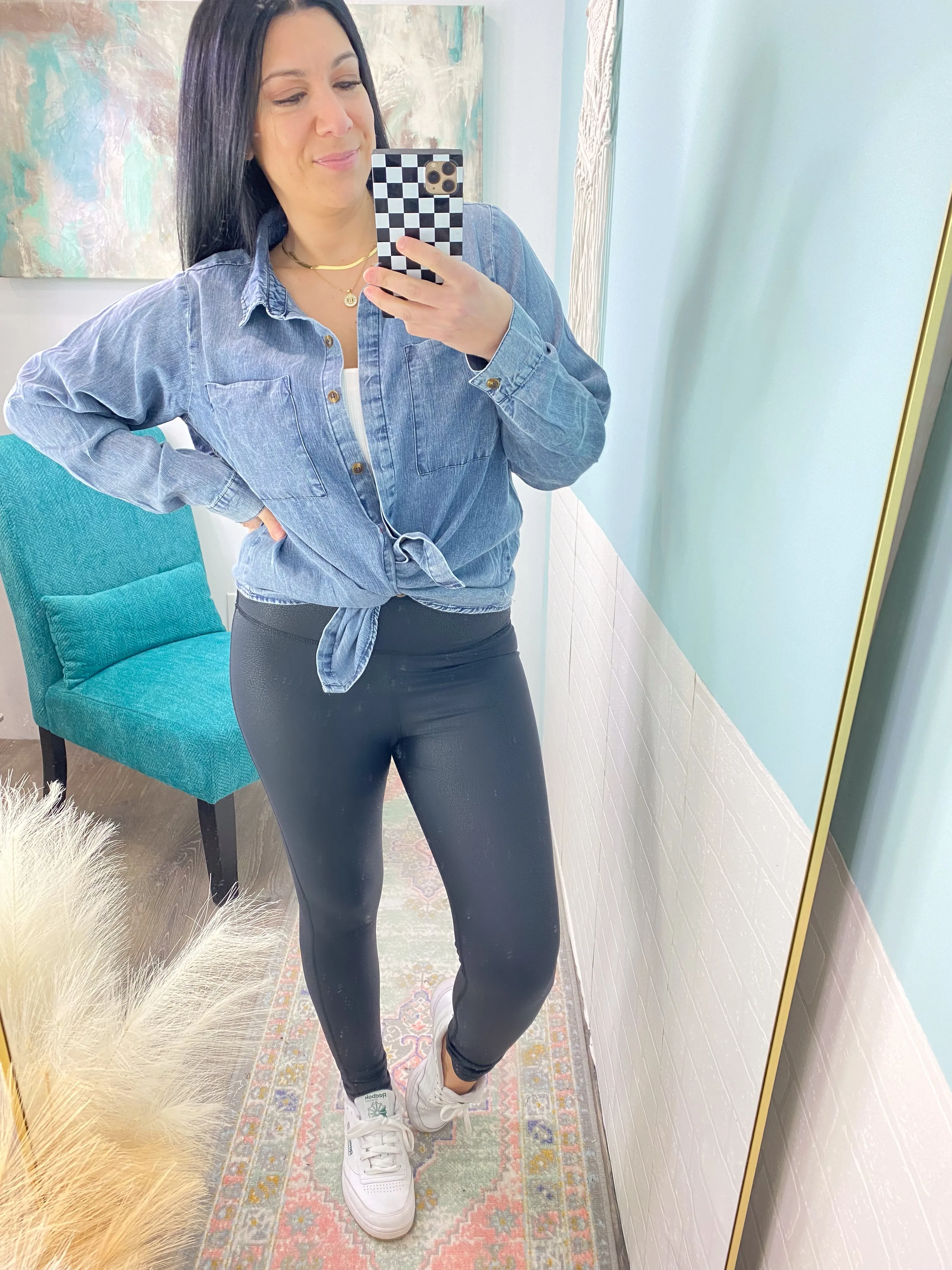 'Hey Darling' Soft Washed Denim Pocket Shirt