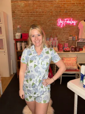 Hydrangea Button Up Sleep Shirt