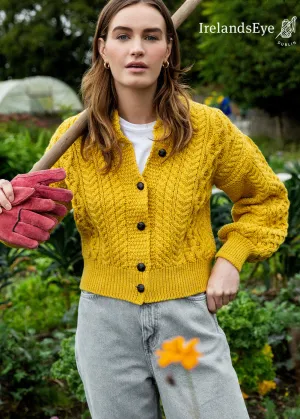 IrelandsEye Cropped Aran Cardigan | Sunflower
