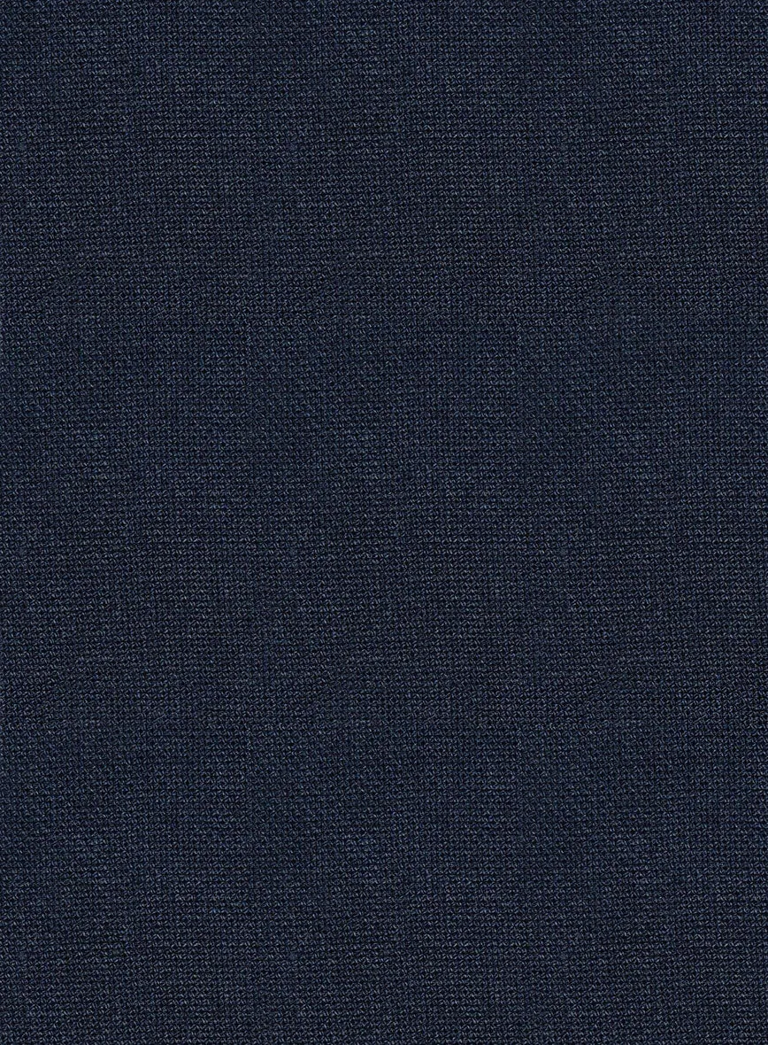 Italian Prato Dark Blue Dobby Linen Highland Trousers