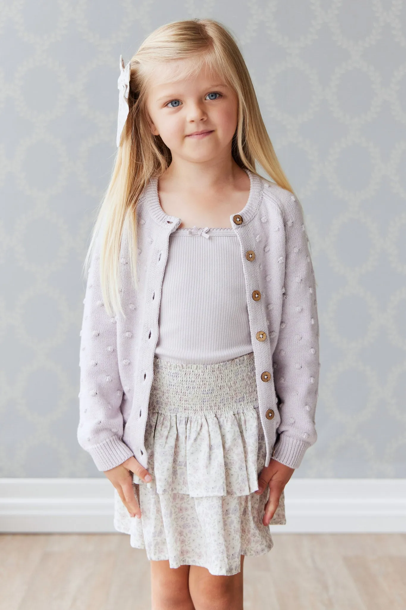 Jamie Kay OG Dotty Knit Cardigan Pale Lilac Marle