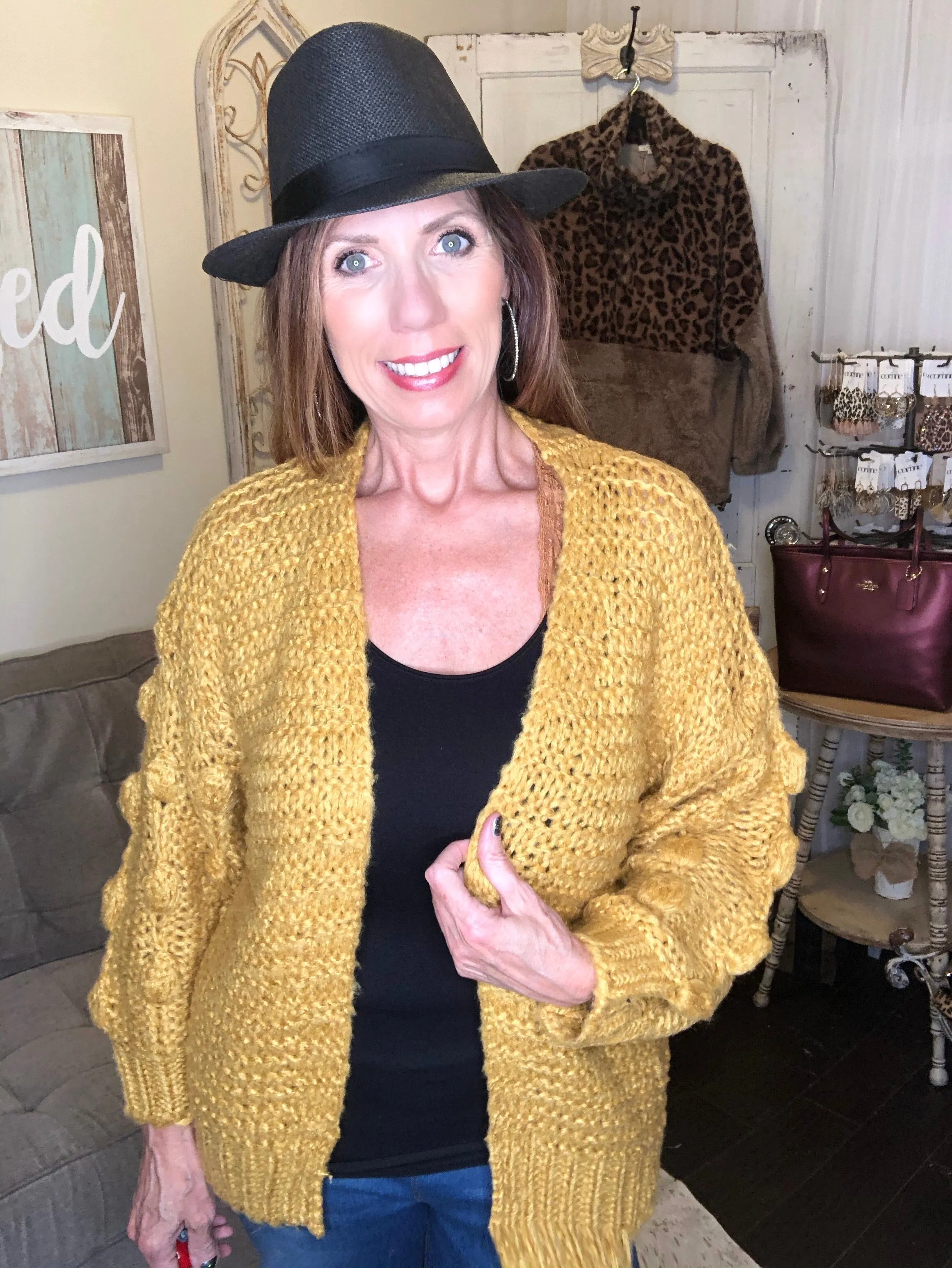Jess Bubble Sleeve Woven Cardigan