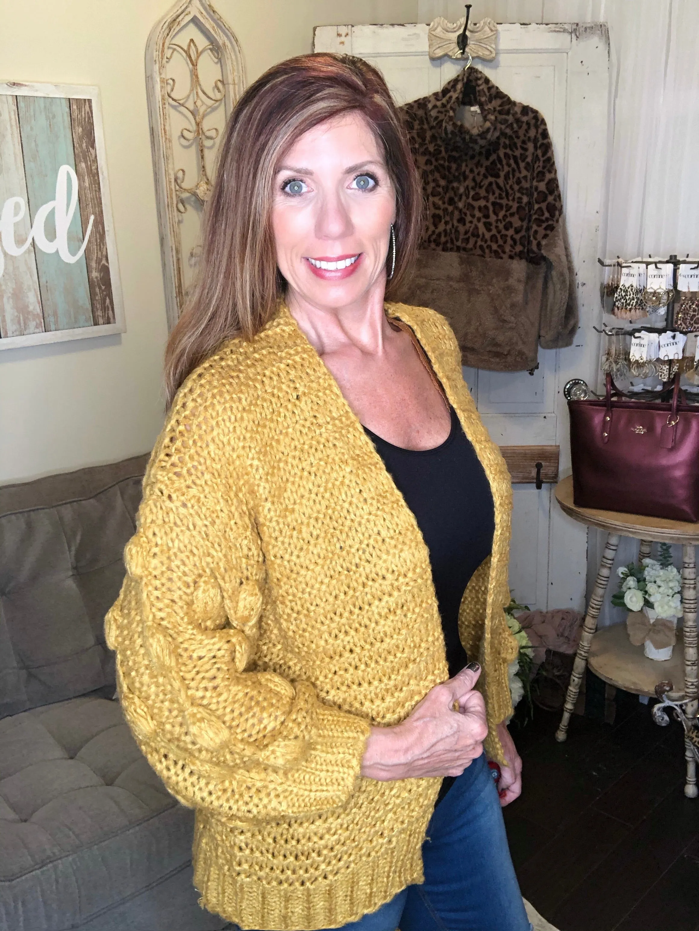 Jess Bubble Sleeve Woven Cardigan