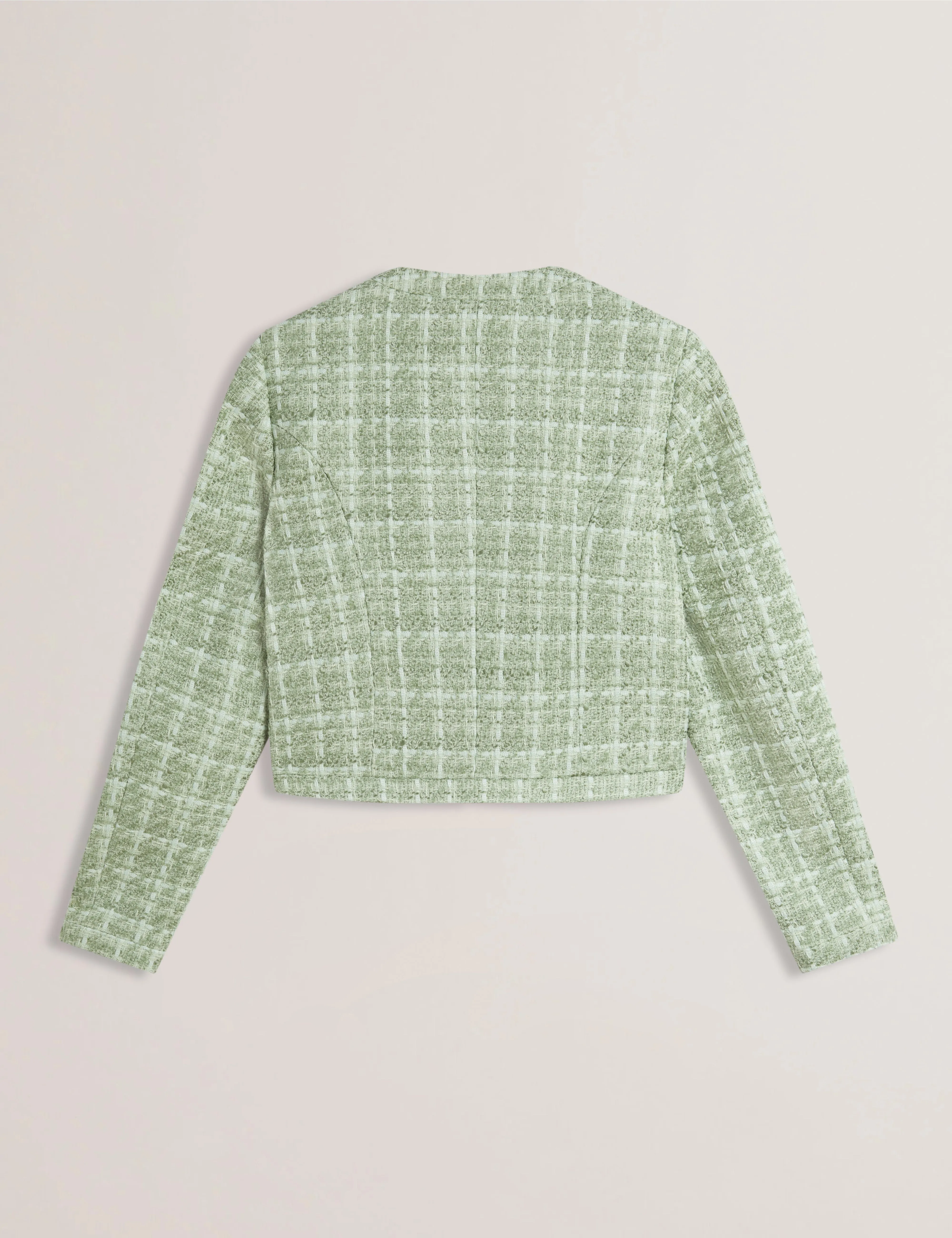 Koma Rose Button Cropped Boucle Tailored Jack Lt-Green
