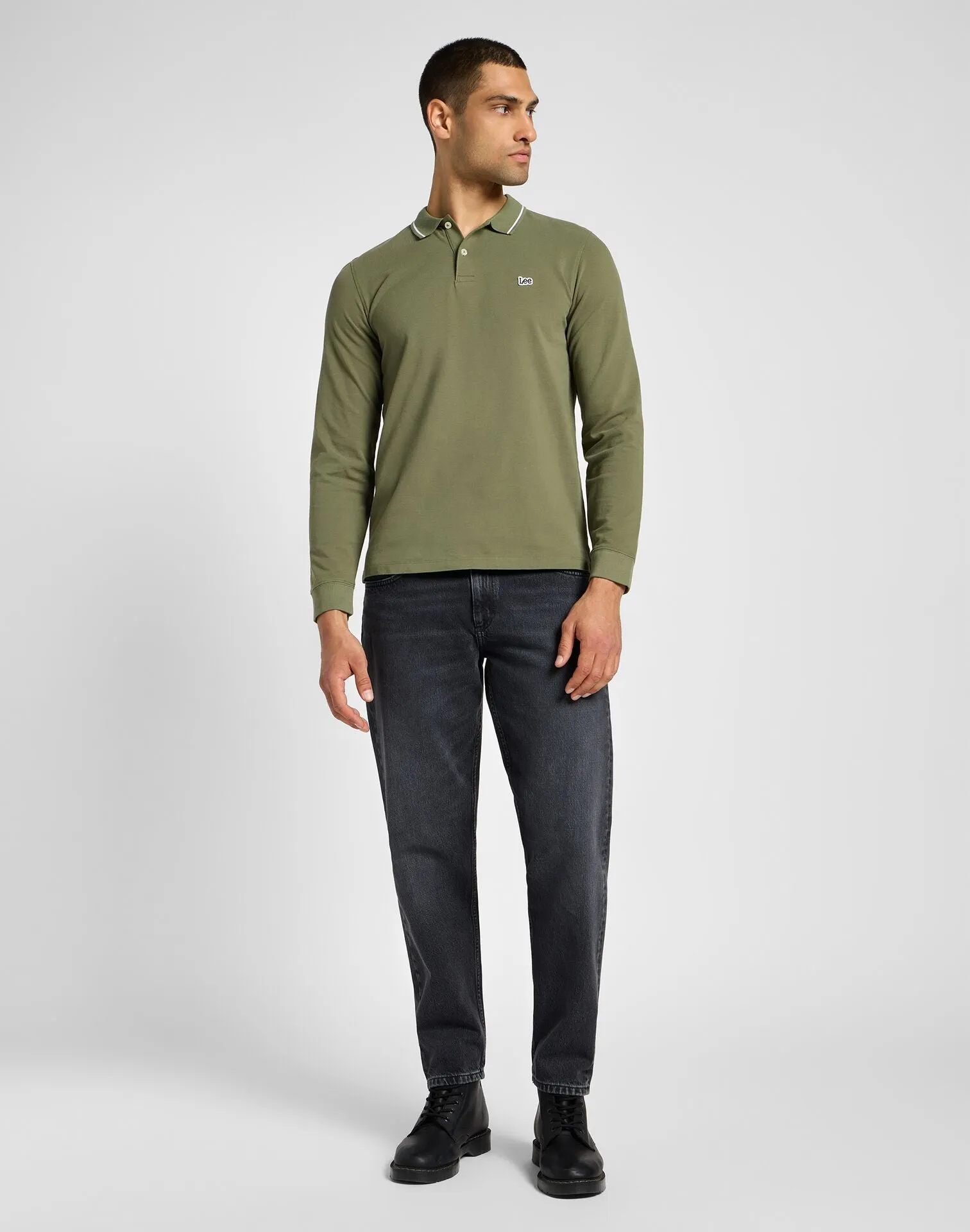 Lee Men's Long Sleeve Pique Polo In Mercantile Green