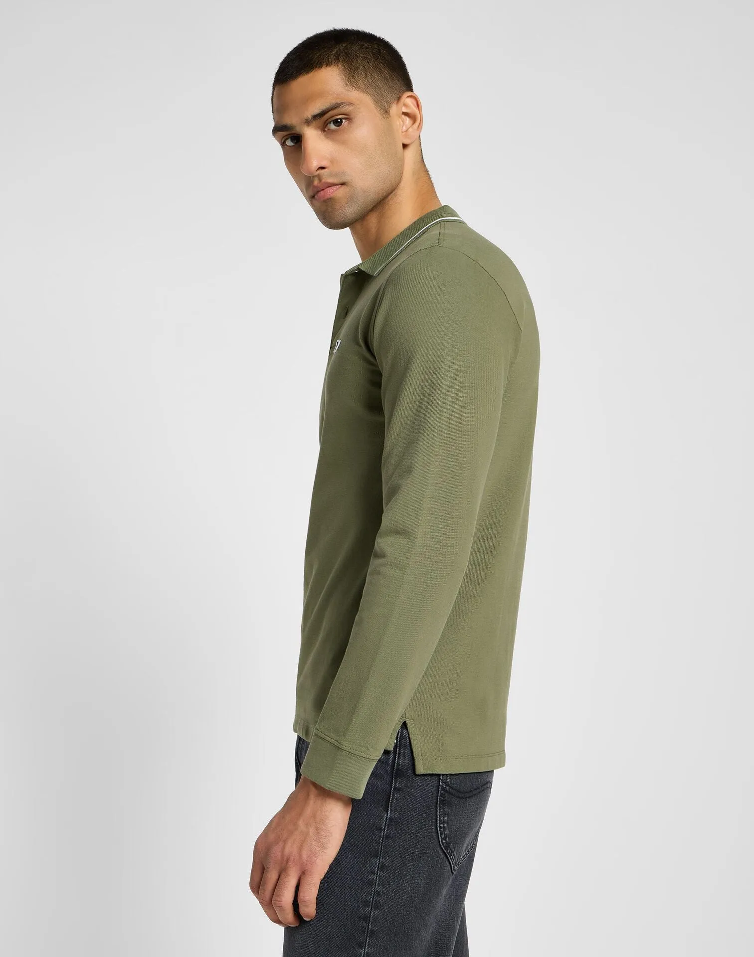 Lee Men's Long Sleeve Pique Polo In Mercantile Green