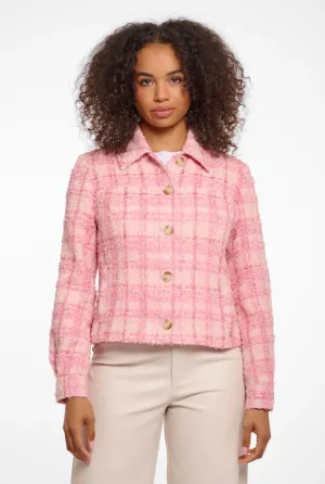 Light Pink Tweed Button-Up Jacket