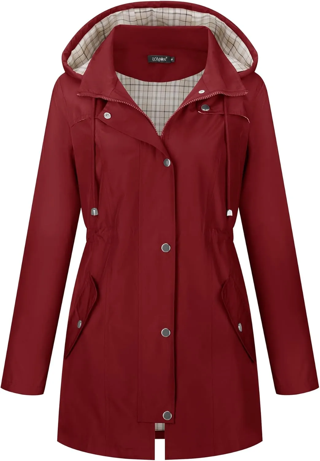 LOMON Women Waterproof Outdoor Hiking Raincoat Women Lined Rain Jacket Lightweight Hooded Jackets Trench Coats