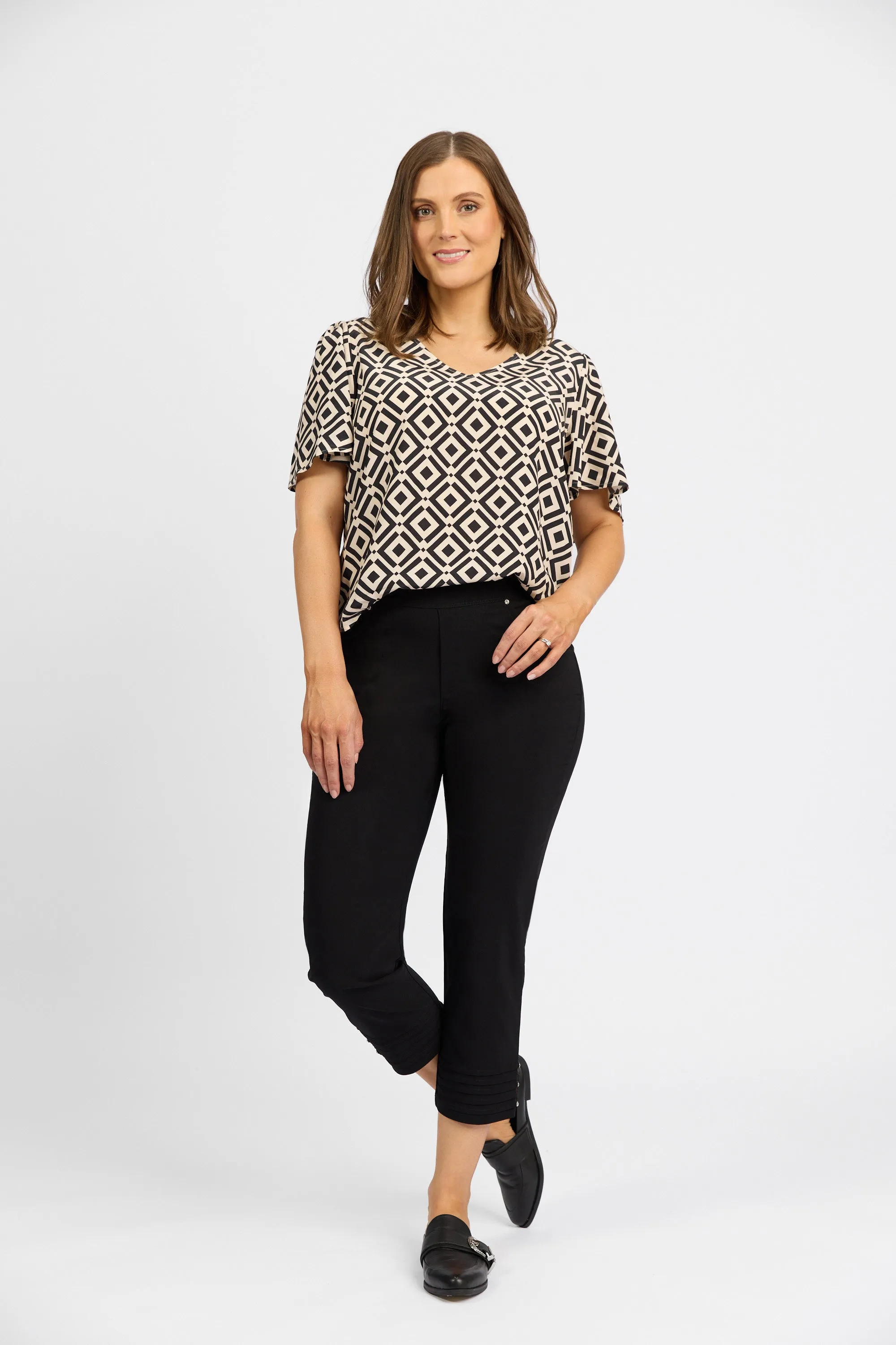 Macjays - Mercy Crop Pant with Diamantes in Faille - Black - M6245