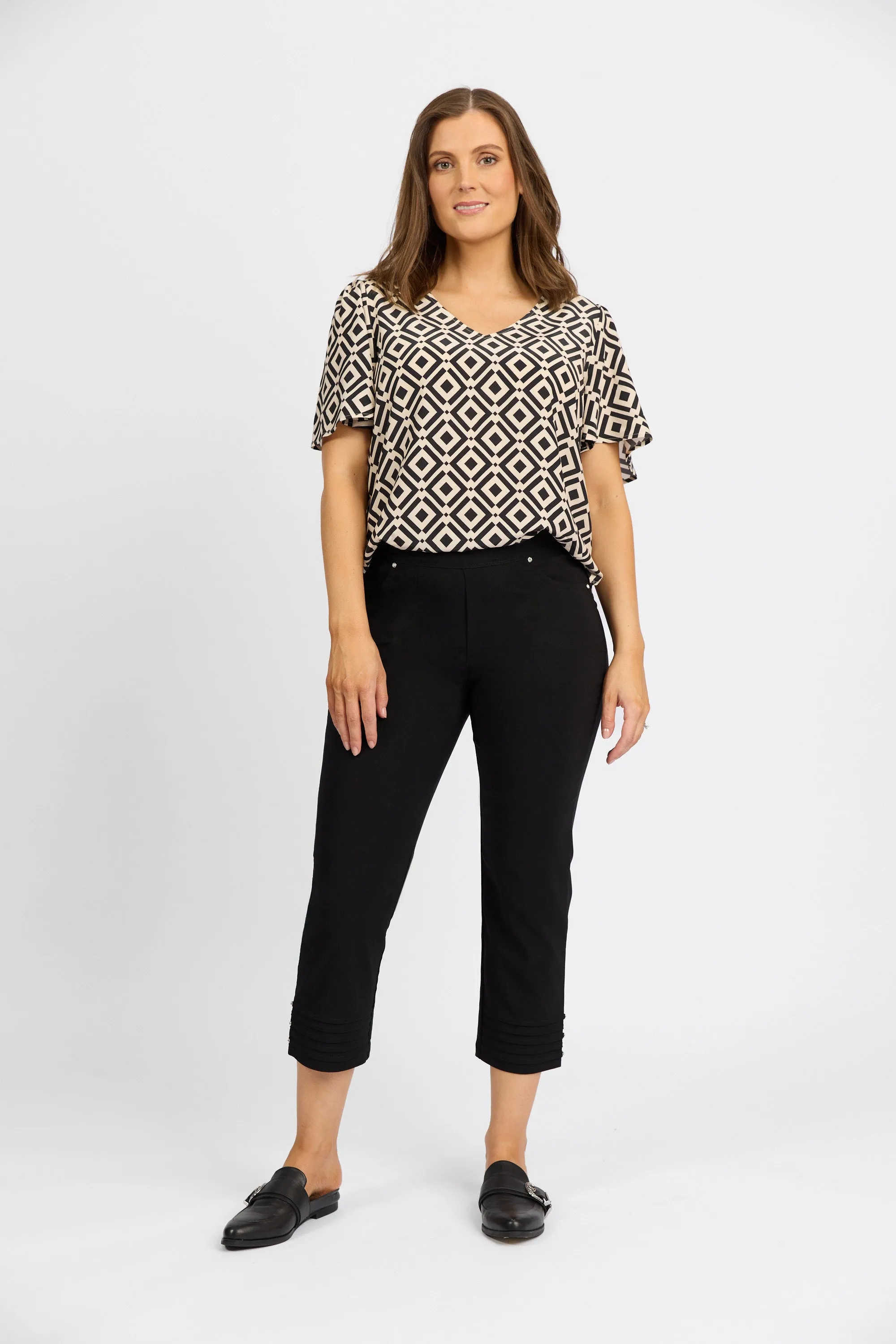 Macjays - Mercy Crop Pant with Diamantes in Faille - Black - M6245