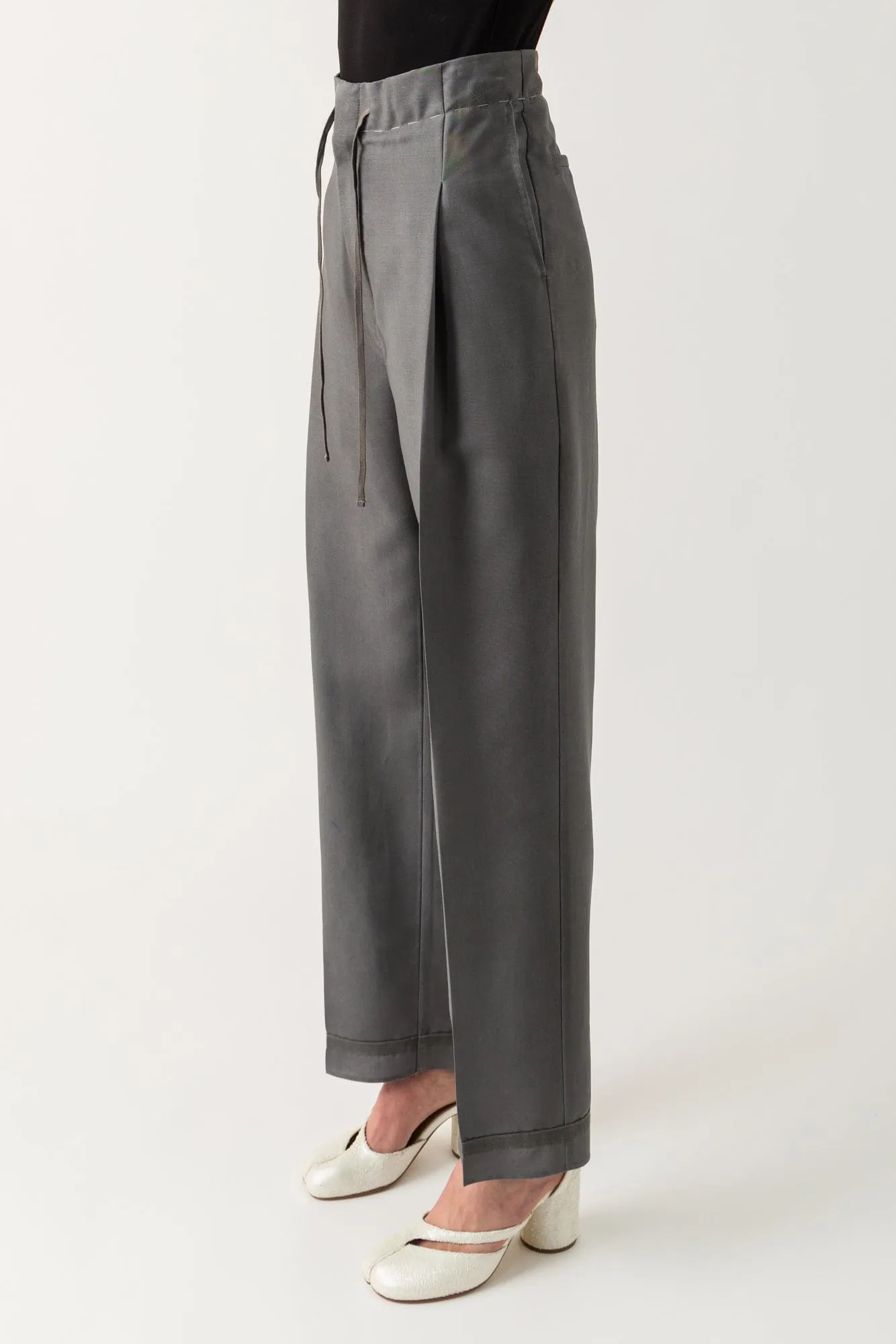Maison Margiela Drawstring Straight Trousers in Grey SS25