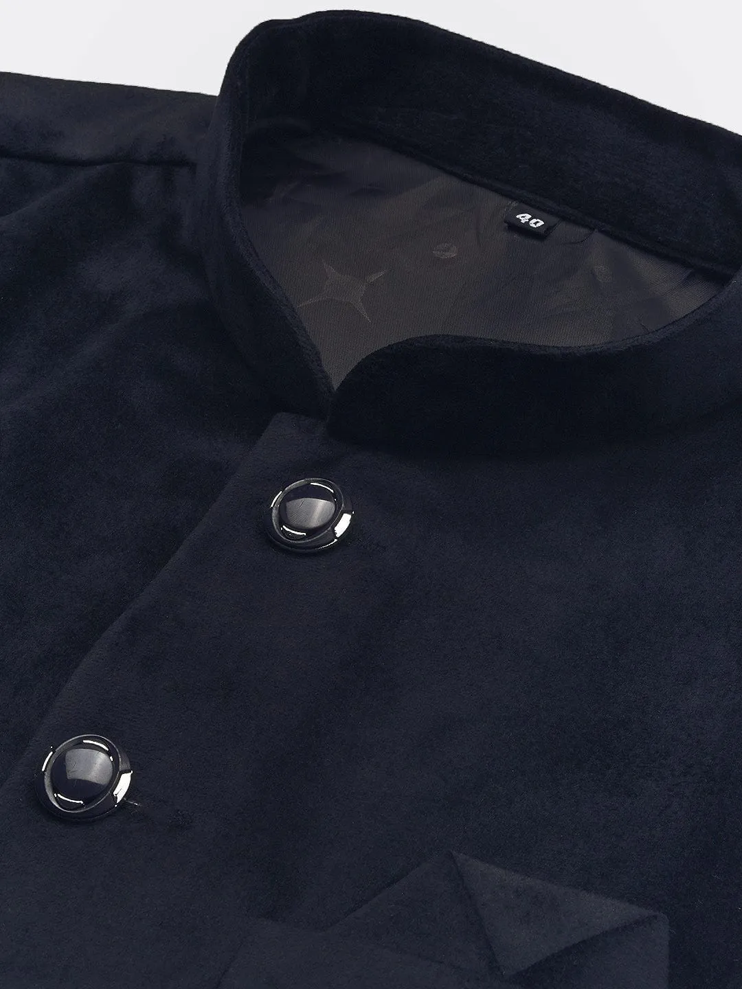 Men Black Slim-Fit Nehru Jackets