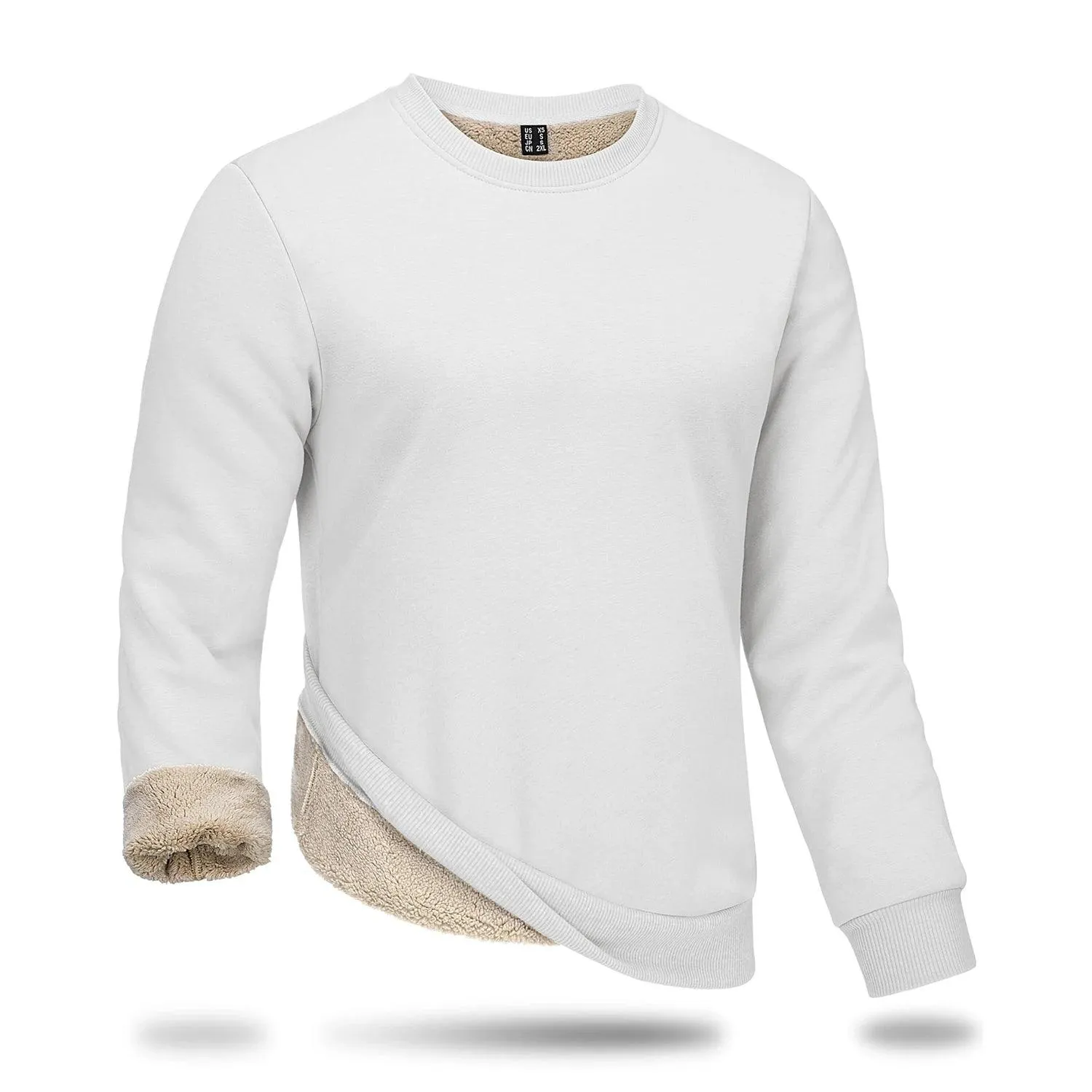 Men's Thickened Heavy Sherpa-Line Fleece Crewneck Sweatshirt Pullover