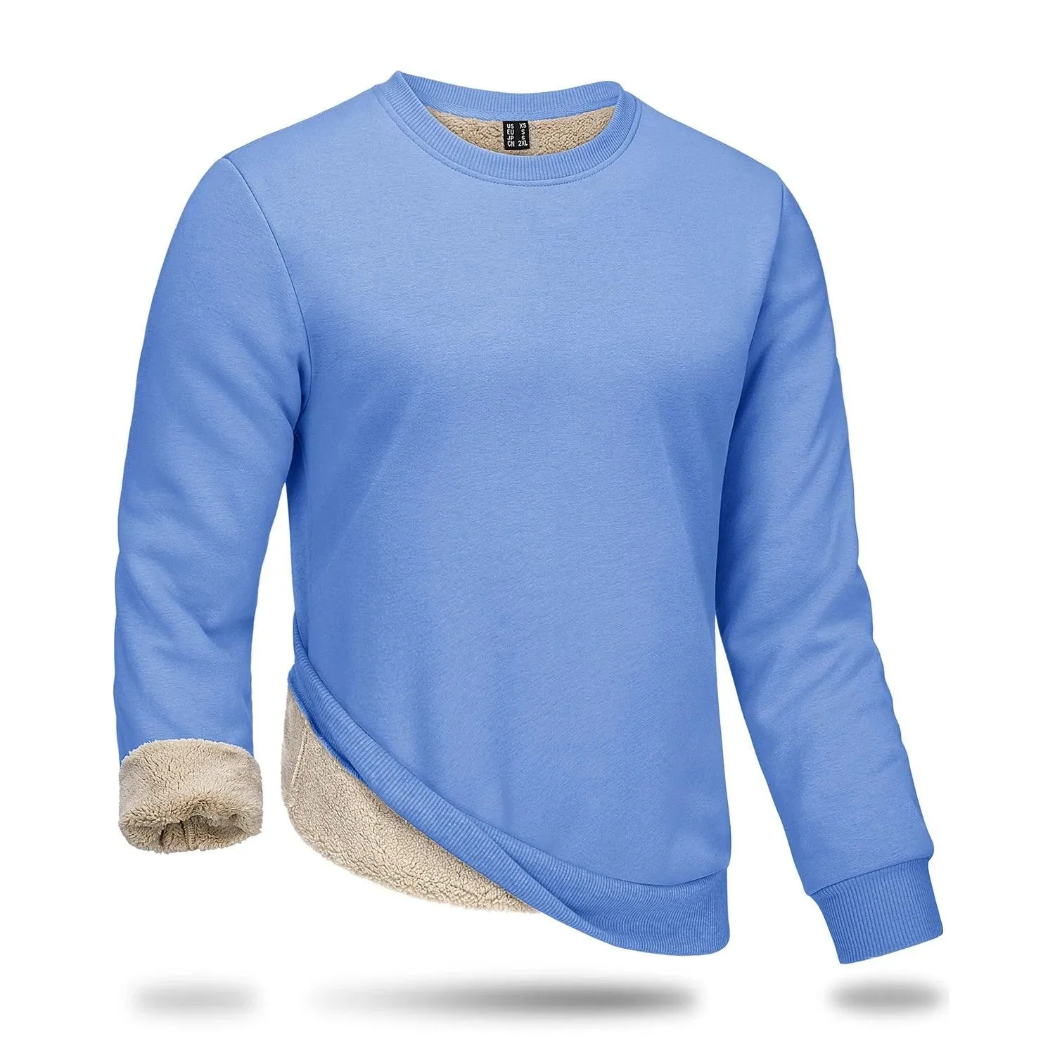 Men's Thickened Heavy Sherpa-Line Fleece Crewneck Sweatshirt Pullover