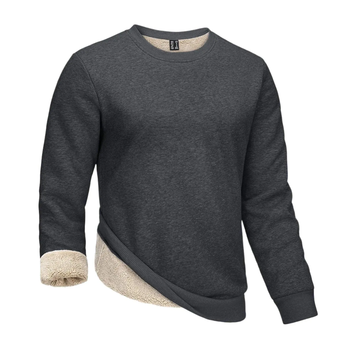 Men's Thickened Heavy Sherpa-Line Fleece Crewneck Sweatshirt Pullover