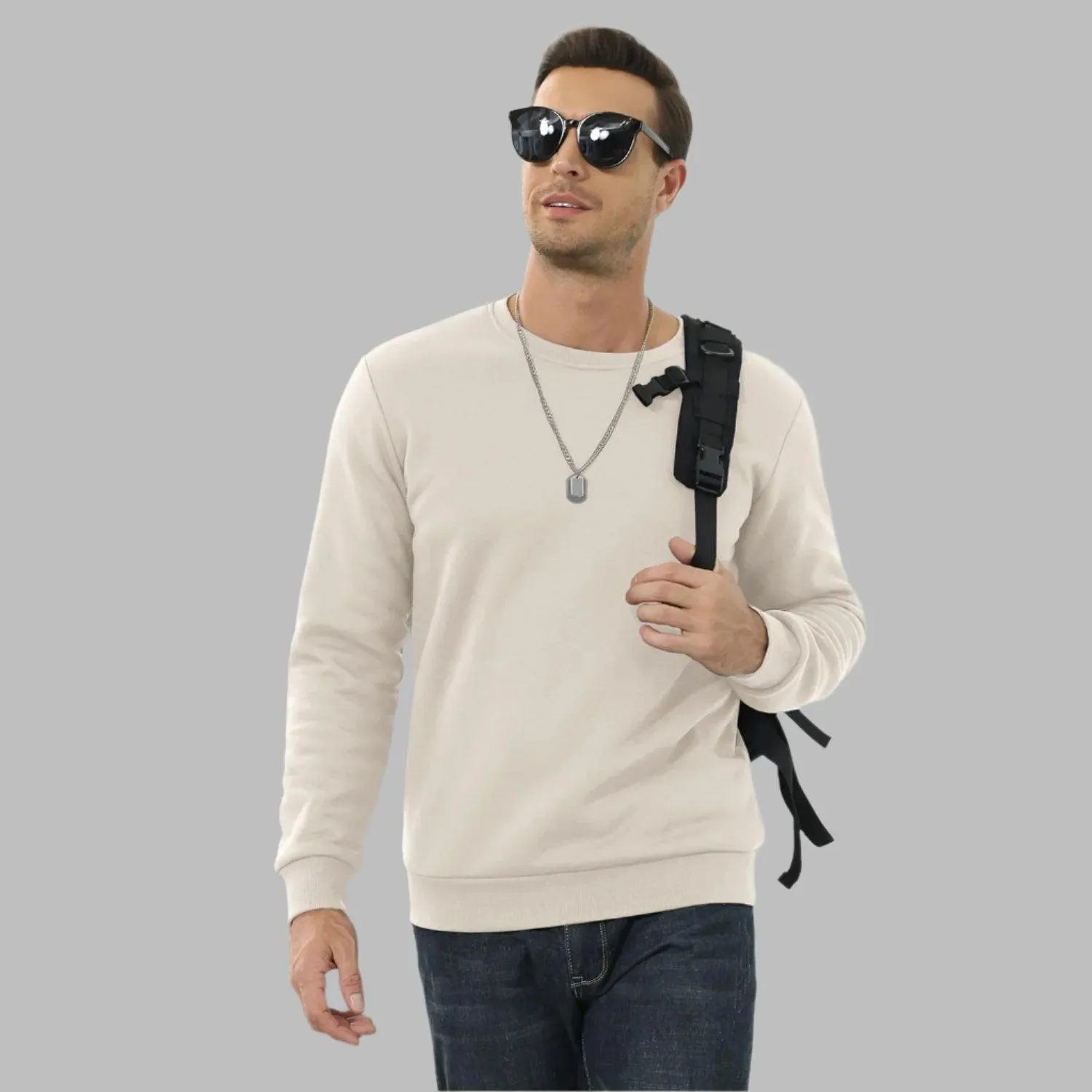 Men's Thickened Heavy Sherpa-Line Fleece Crewneck Sweatshirt Pullover