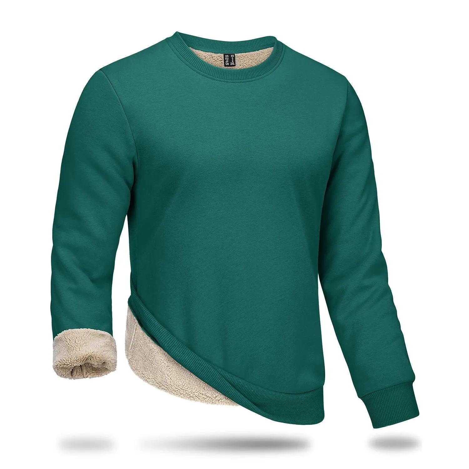 Men's Thickened Heavy Sherpa-Line Fleece Crewneck Sweatshirt Pullover