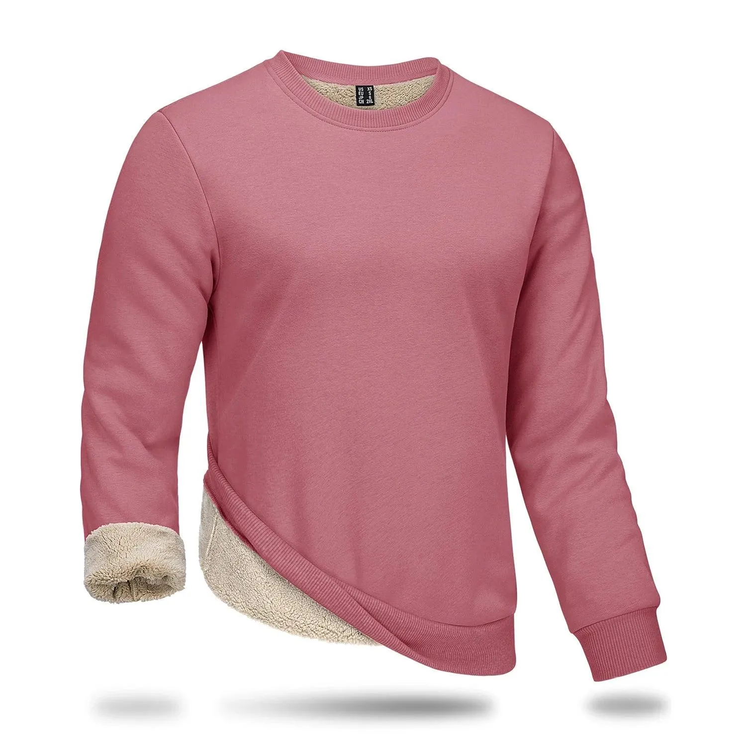 Men's Thickened Heavy Sherpa-Line Fleece Crewneck Sweatshirt Pullover