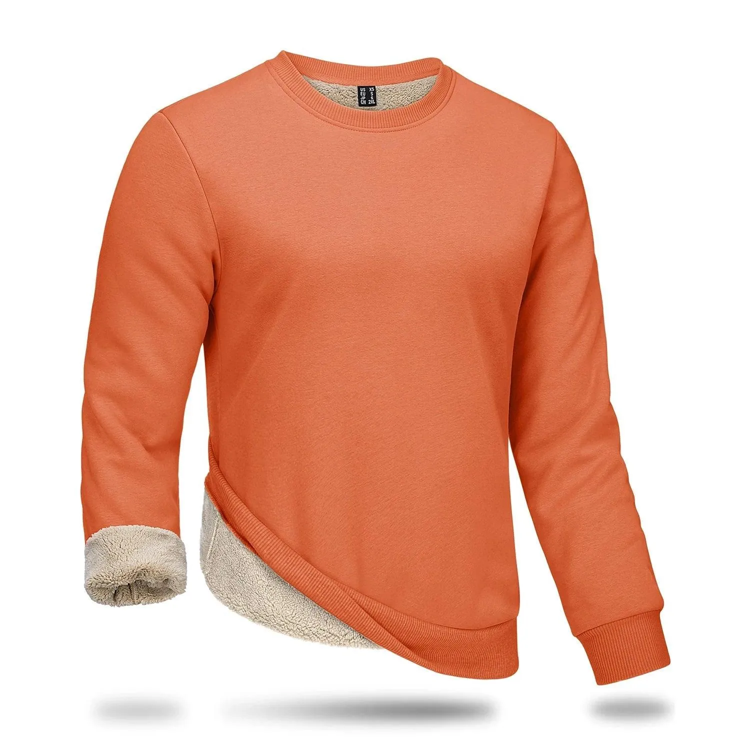 Men's Thickened Heavy Sherpa-Line Fleece Crewneck Sweatshirt Pullover