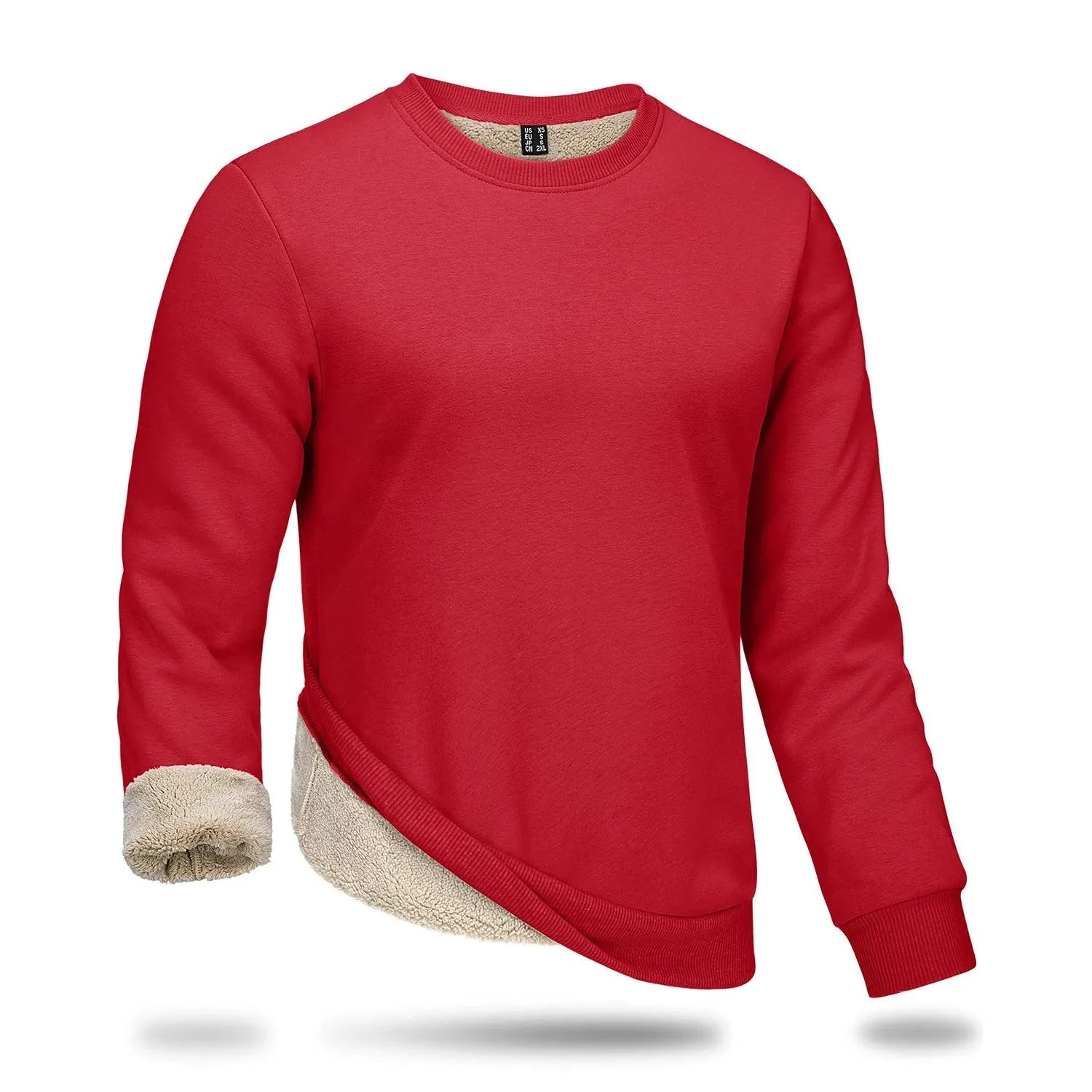 Men's Thickened Heavy Sherpa-Line Fleece Crewneck Sweatshirt Pullover