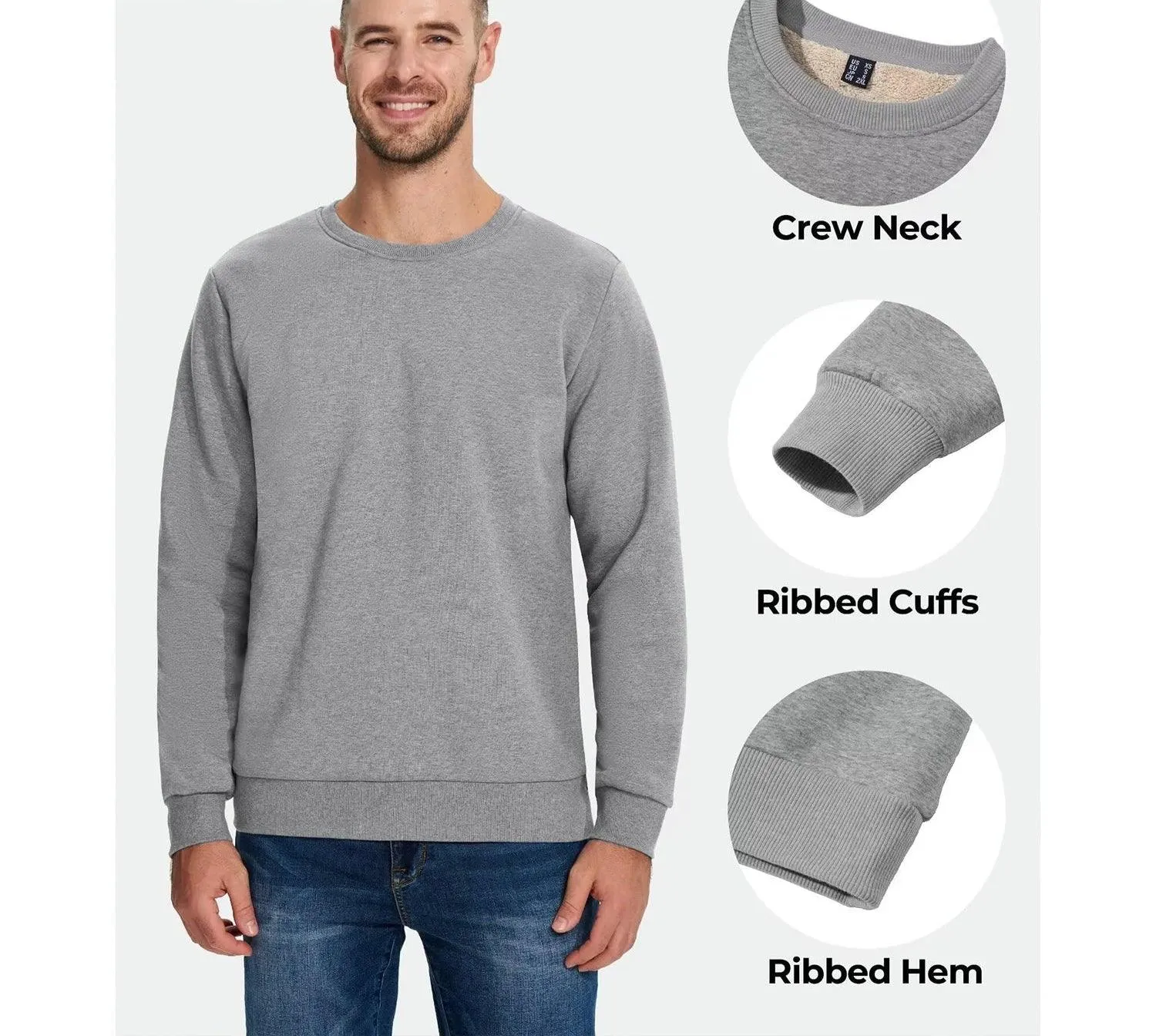 Men's Thickened Heavy Sherpa-Line Fleece Crewneck Sweatshirt Pullover