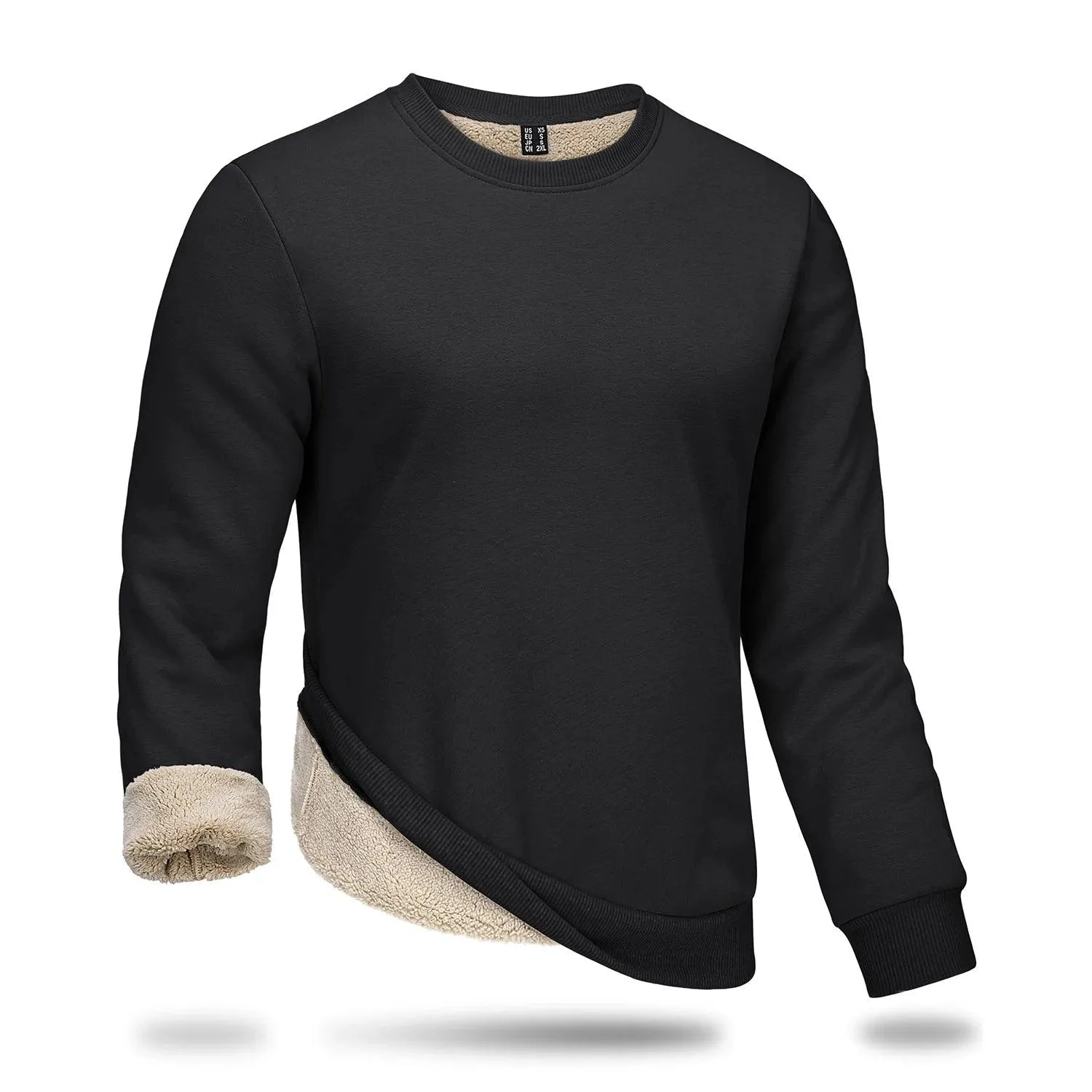 Men's Thickened Heavy Sherpa-Line Fleece Crewneck Sweatshirt Pullover