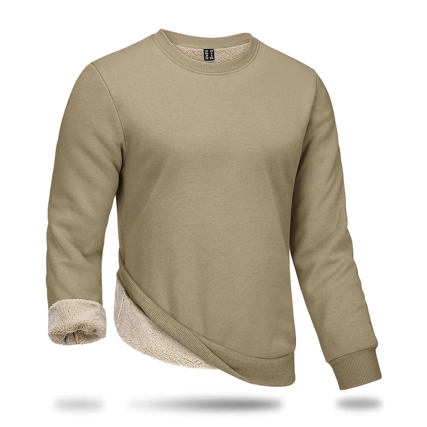Men's Thickened Heavy Sherpa-Line Fleece Crewneck Sweatshirt Pullover