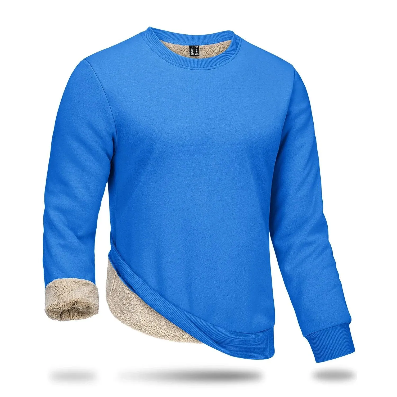 Men's Thickened Heavy Sherpa-Line Fleece Crewneck Sweatshirt Pullover