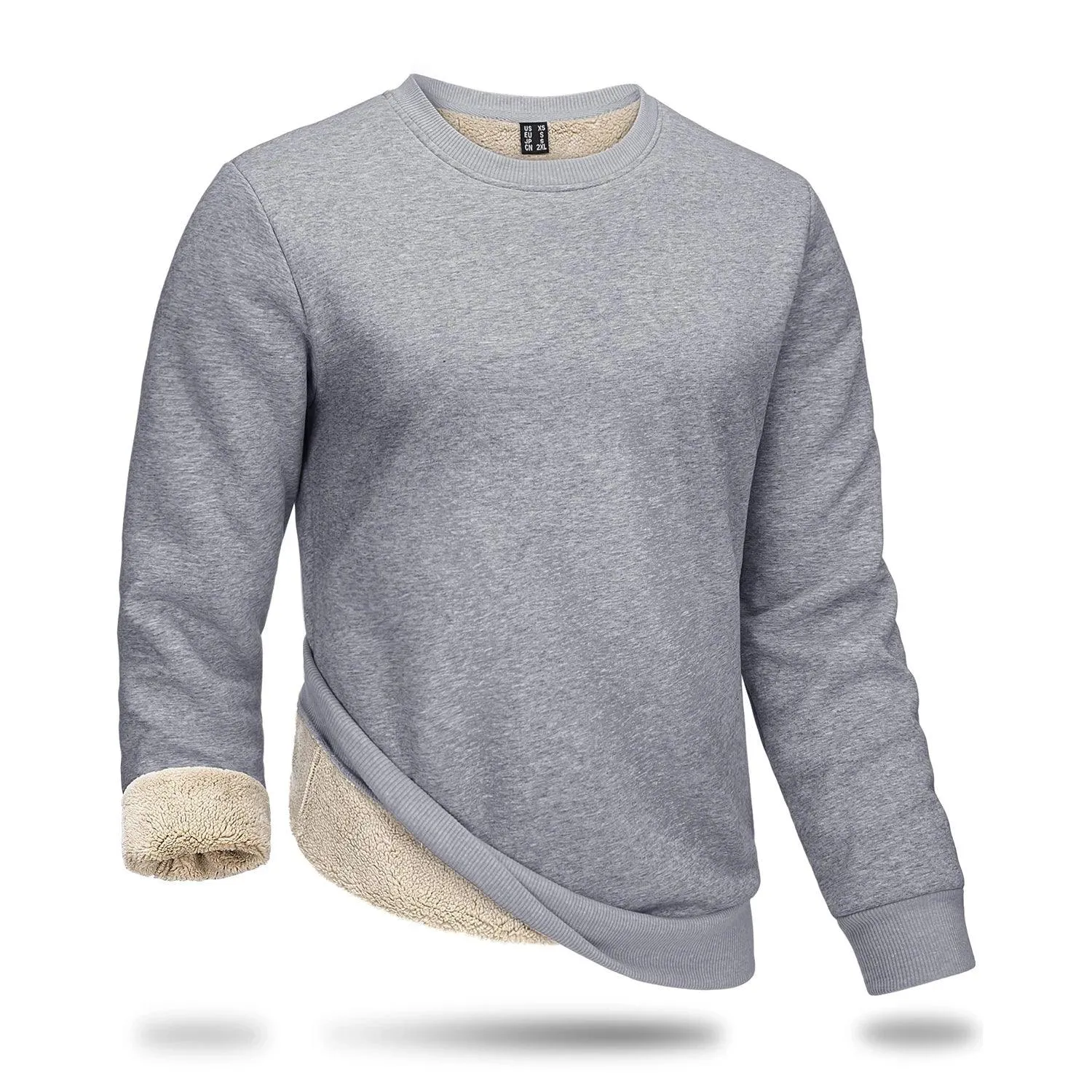 Men's Thickened Heavy Sherpa-Line Fleece Crewneck Sweatshirt Pullover