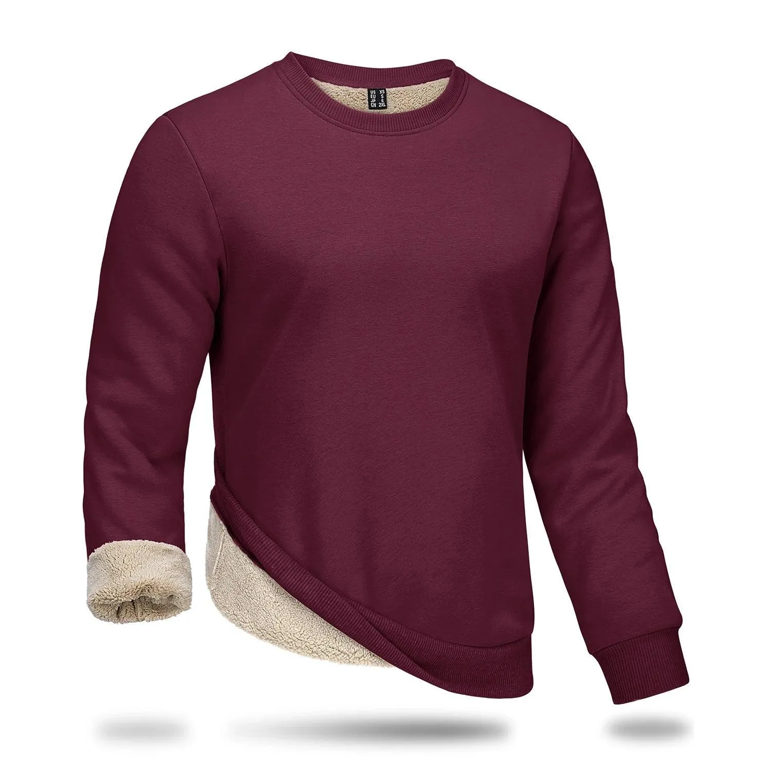 Men's Thickened Heavy Sherpa-Line Fleece Crewneck Sweatshirt Pullover