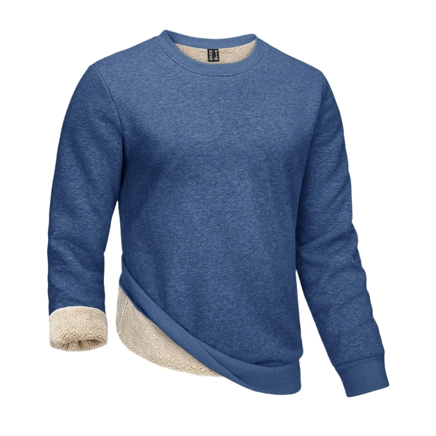 Men's Thickened Heavy Sherpa-Line Fleece Crewneck Sweatshirt Pullover