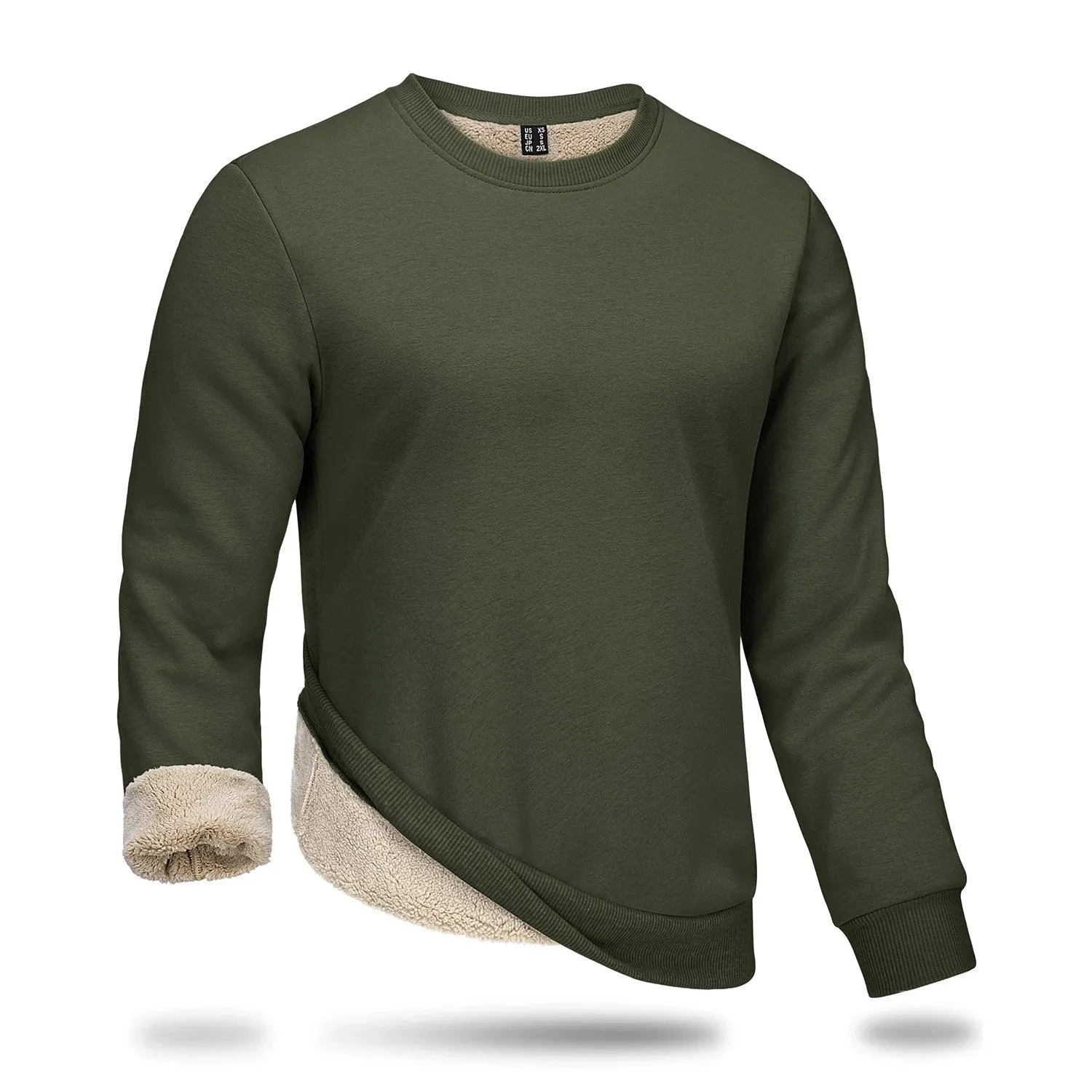 Men's Thickened Heavy Sherpa-Line Fleece Crewneck Sweatshirt Pullover