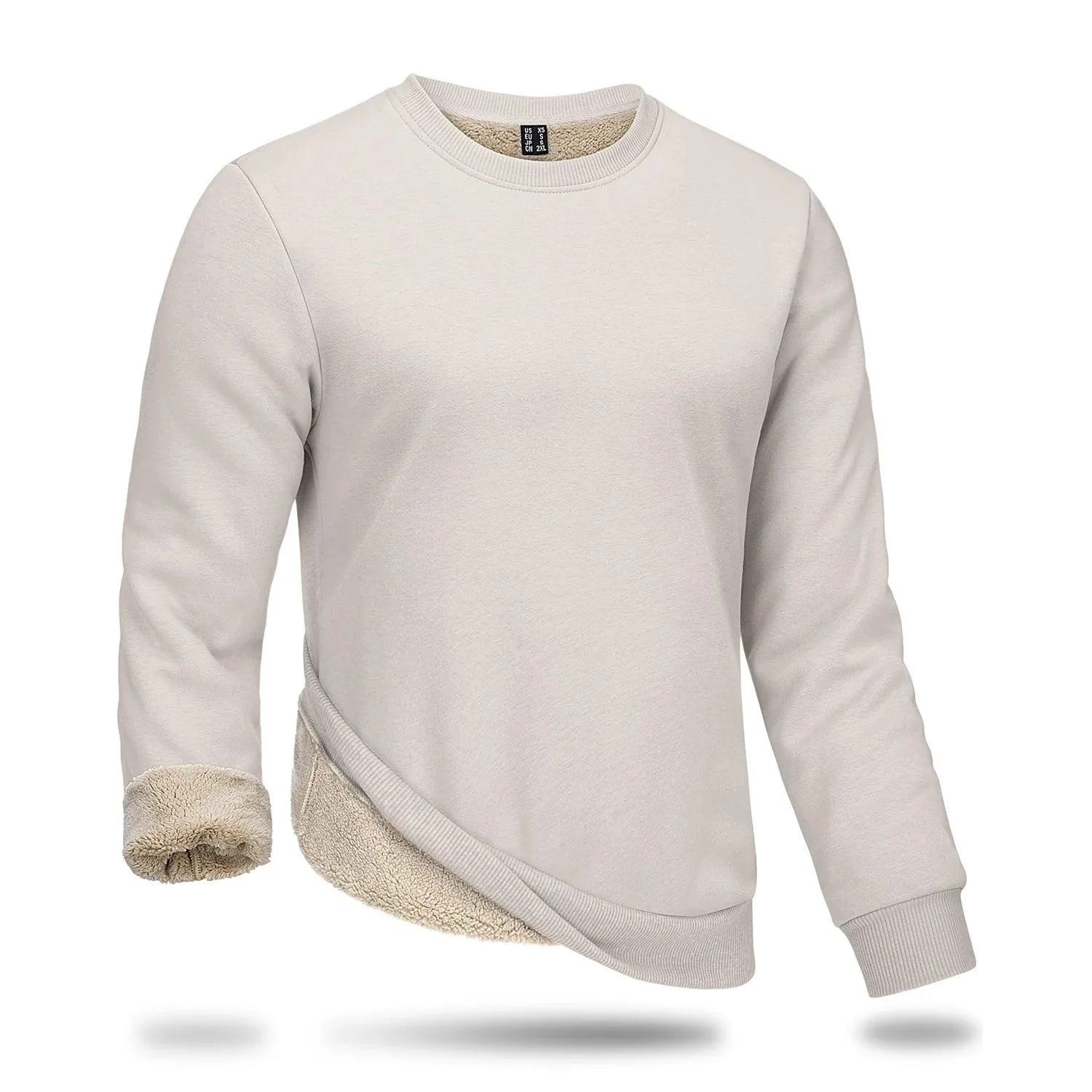 Men's Thickened Heavy Sherpa-Line Fleece Crewneck Sweatshirt Pullover