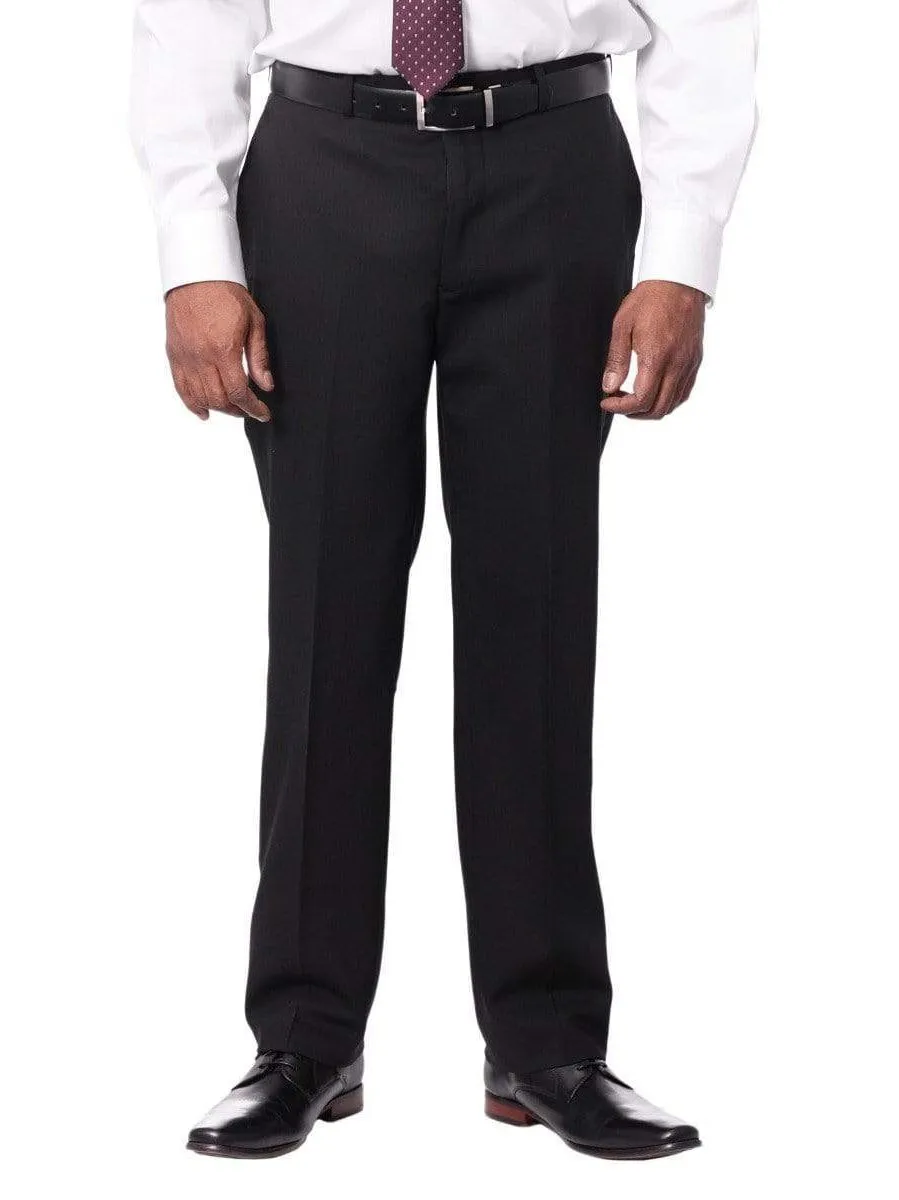 Montefino Mens Solid Black 100% Wool Slim Fit Quality Dress Pants