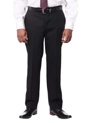 Montefino Mens Solid Black 100% Wool Slim Fit Quality Dress Pants