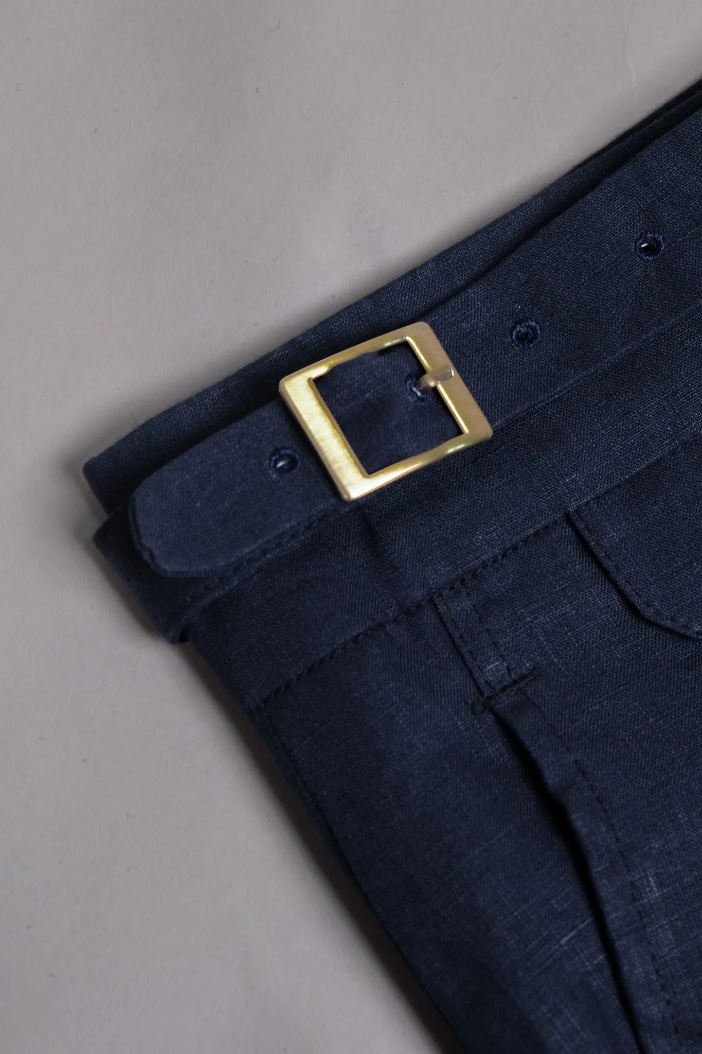 Navy Linen Gurkha Trousers