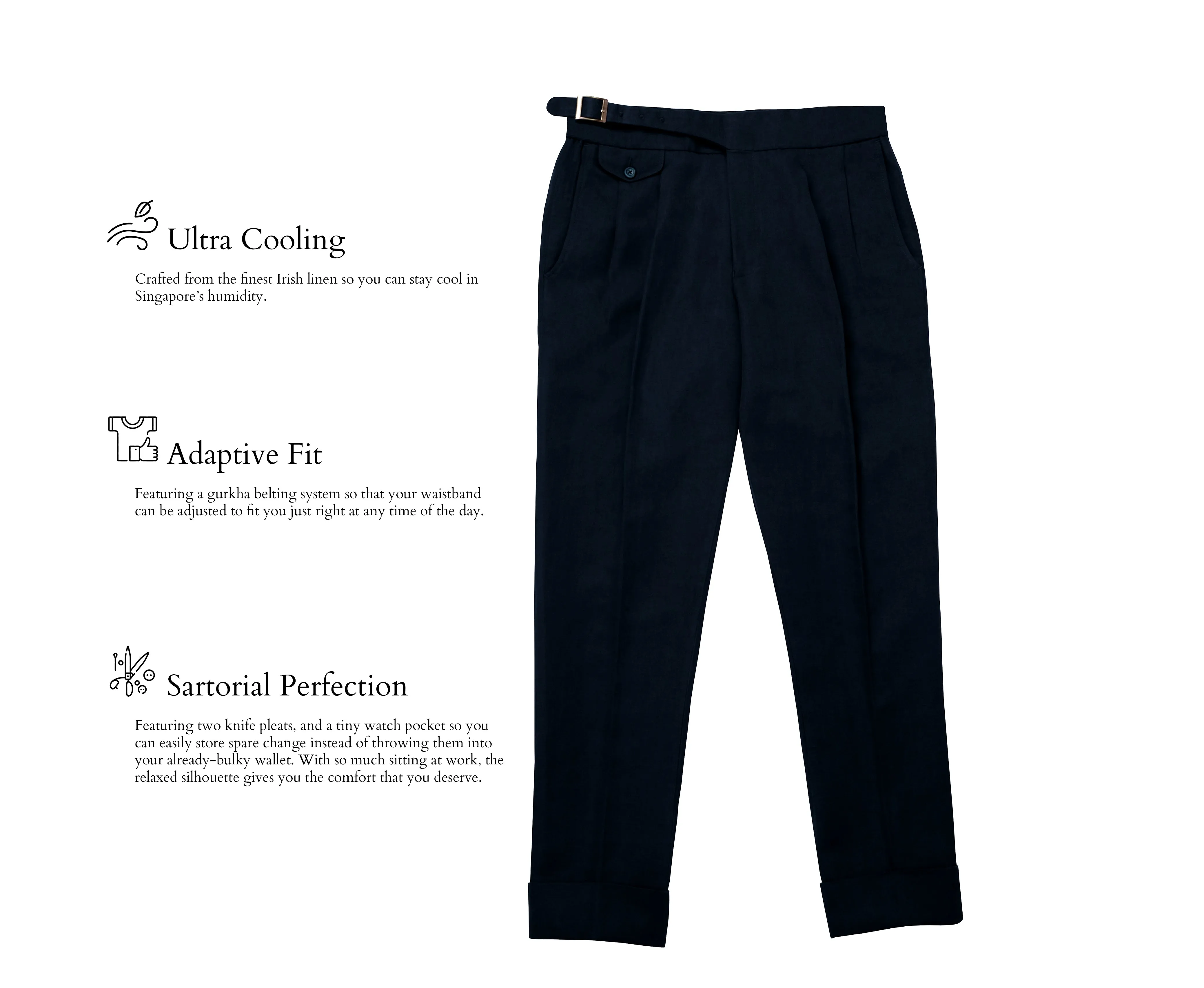 Navy Linen Gurkha Trousers