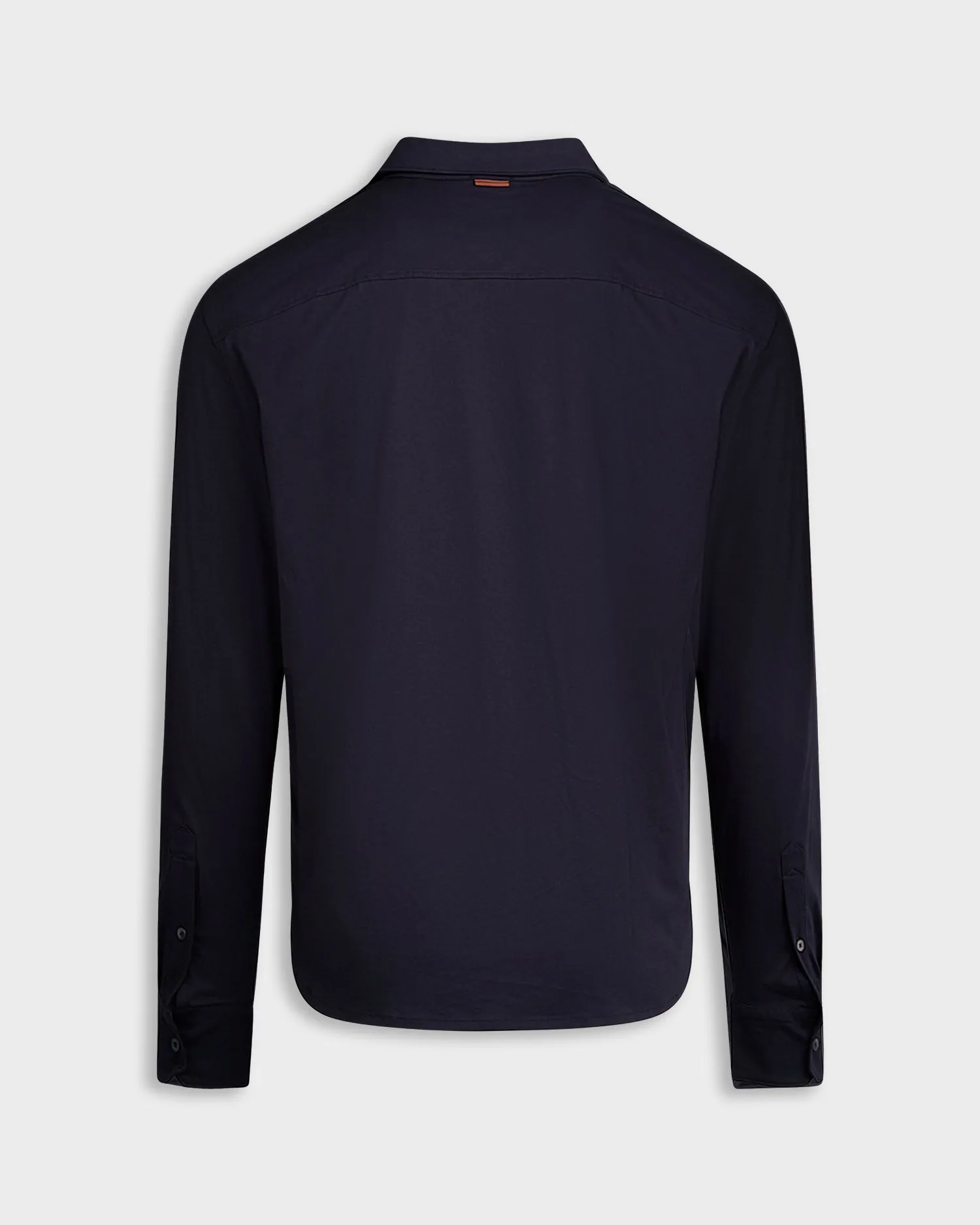 Navy Long Sleeve Cotton Polo Shirt