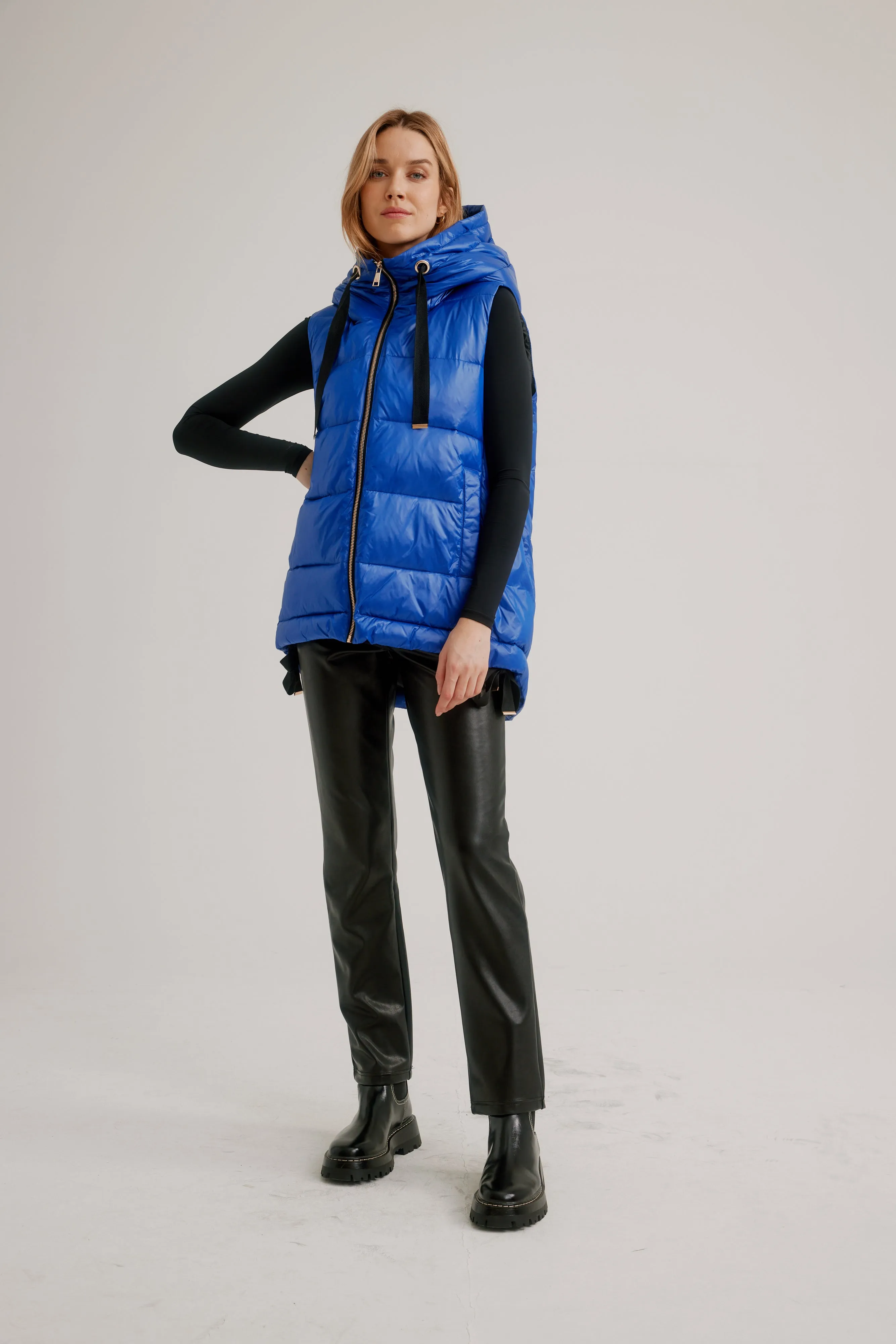 Nikki Jones Vest - Quilted Hooded - Cobalt - MEDIUM